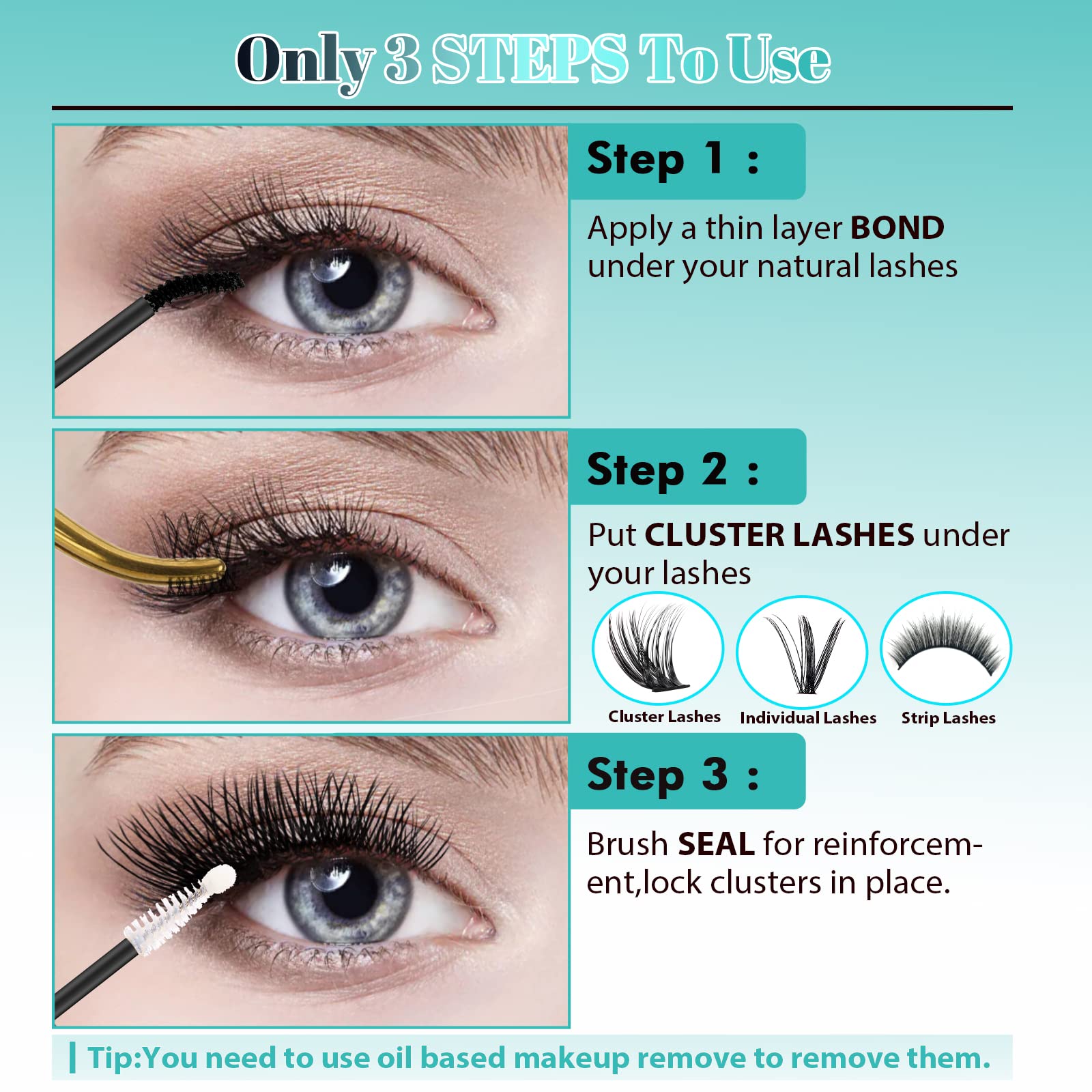 Long Lasting 72 Hours Black Cluster Lash Glue & Seal - 2 in 1 Eyelash Extension Kit with Mascara Wand (10ml) for DIY Lash Clusters at Home | Perfect for Parties, Weddings & Special Occasions | By AMZGlRL