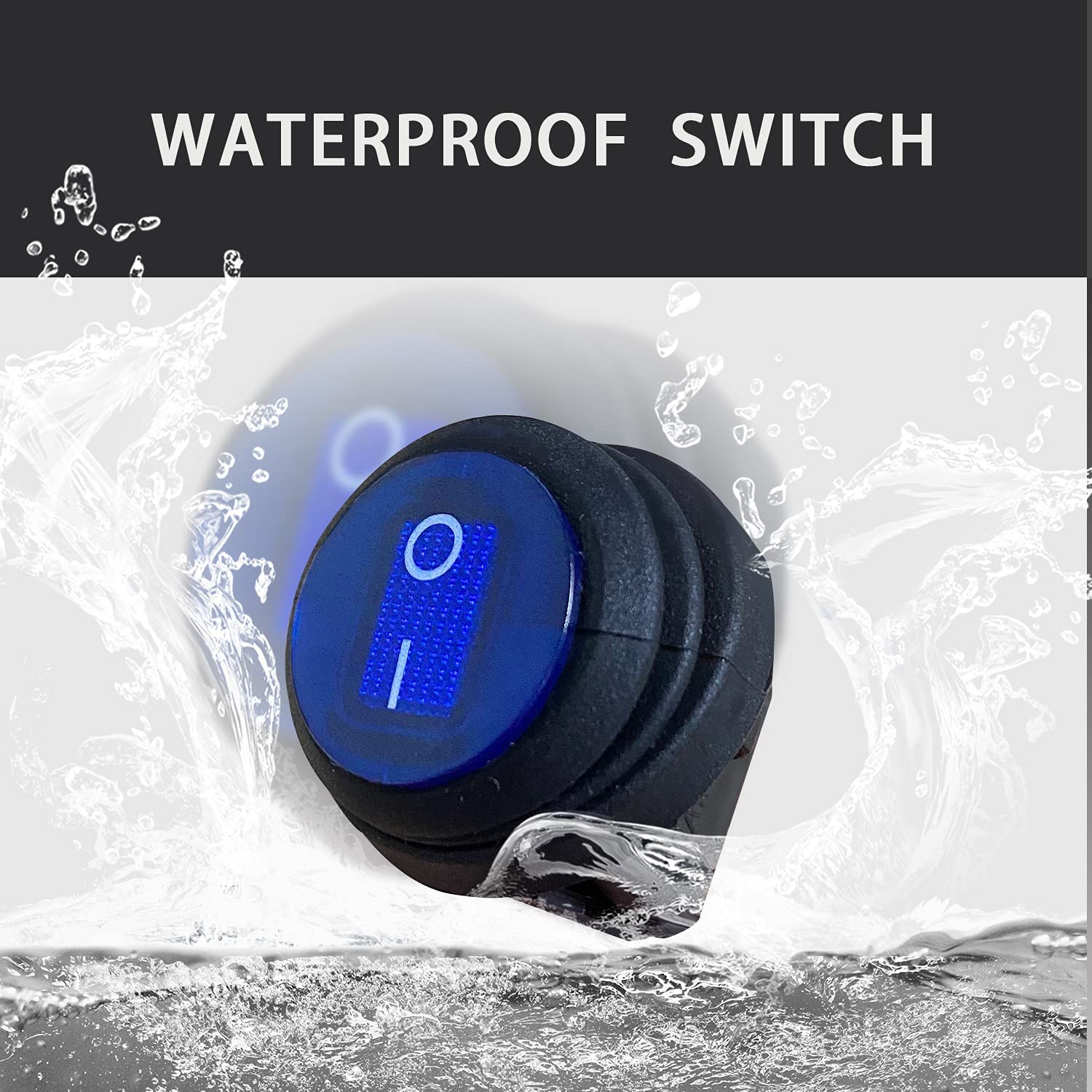 Mankk 3 Gang Rocker Switch Panel with 12V 20A LED Light - Waterproof Toggle Switch 3 Pin On/Off Blue LED Lighted Pre-Wired Round SPST Switch for Automotive, RV, Boat, Trailer, Marine & Off-Road Vehicles - Perfect for Dashboards, Control Panels & Electrical Systems