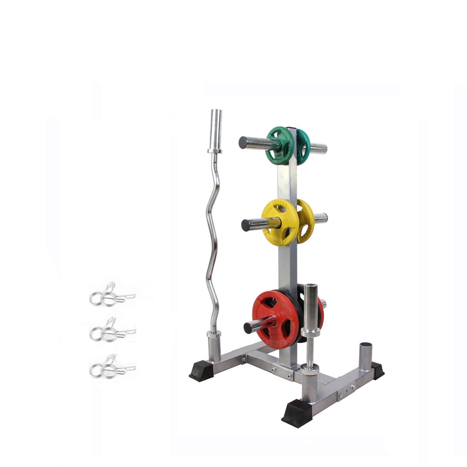 Soloven 2 Inch Weight Plate Storage Rack Tree - 400 lbs Capacity Olympic & Standard Dumbbell Plate Holder with 4 Bar Holders (2.1 Inch) for Home Gym - Perfect for Strength Training, CrossFit, and Powerlifting Workouts