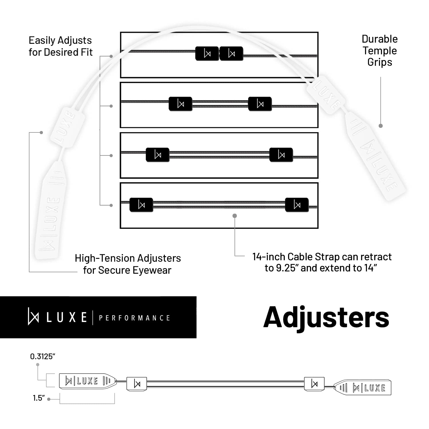 Adjustable Eyewear Retainer Strap - Secure Glasses & Sunglasses Holder with Comfortable Cable Design for Sports, Reading & Outdoor Activities