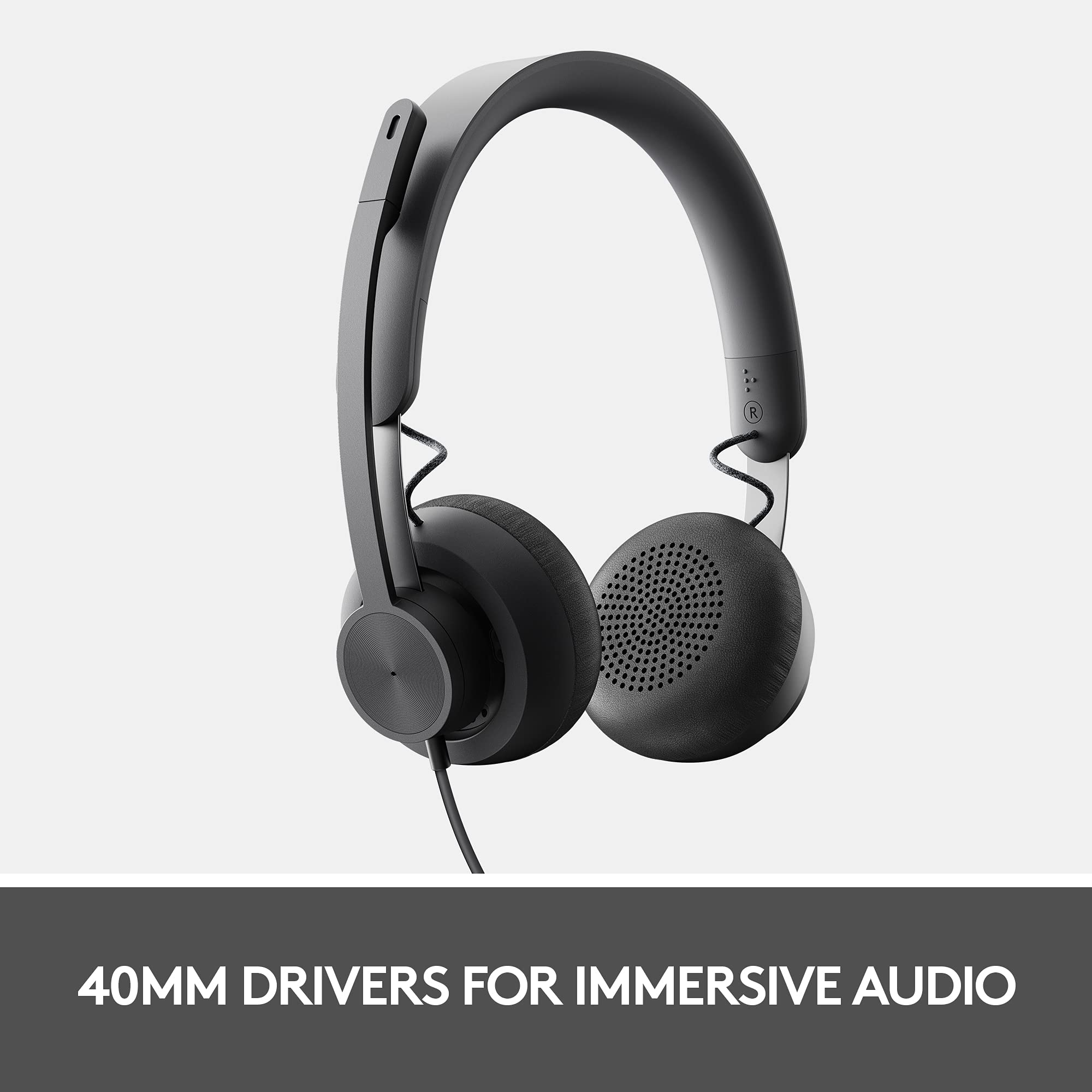 Logitech Zone Wired Headset with Noise-Canceling Mic - Microsoft Teams Certified USB-C Headphones with USB-A Adapter (Graphite) - Perfect for Office Meetings, Remote Work & Video Conferencing