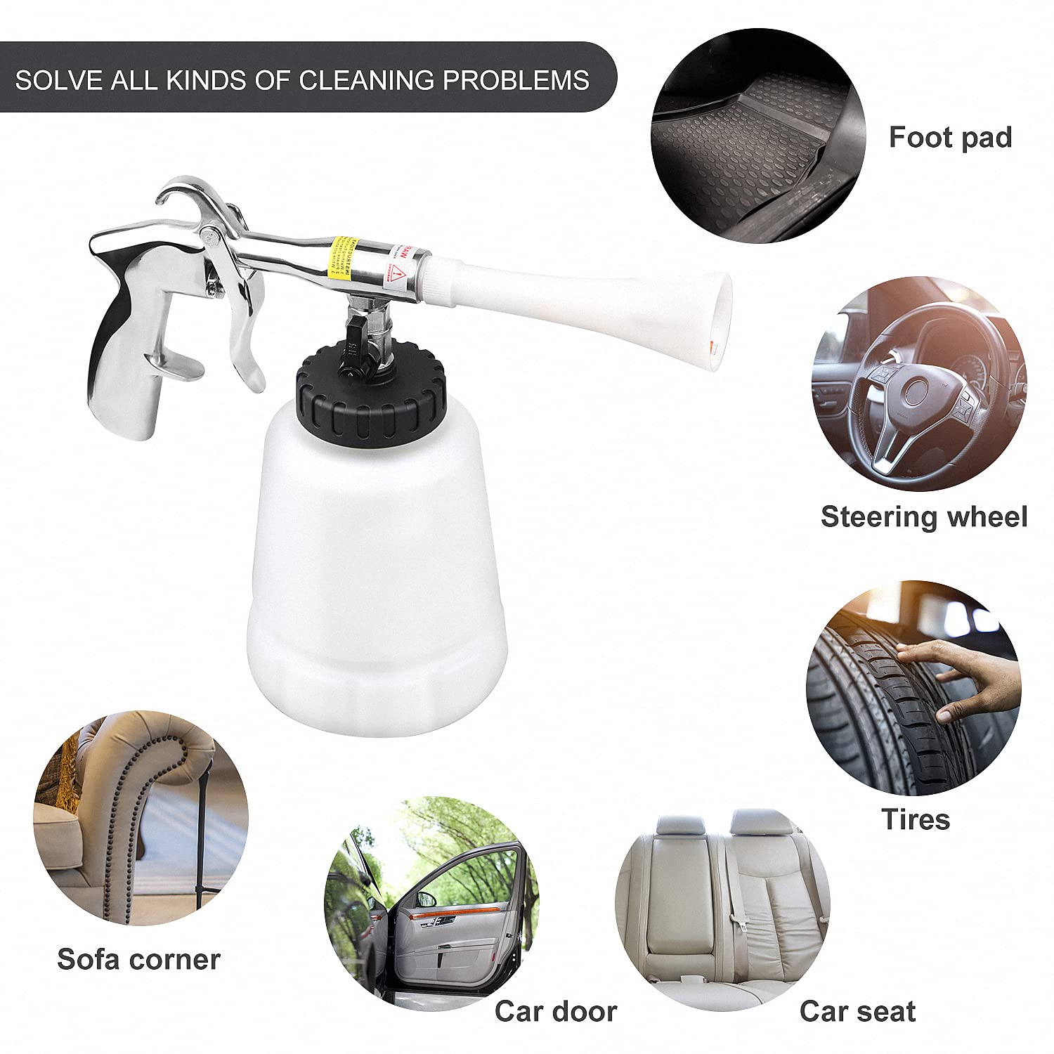 High Pressure Car Wash Gun with 1L Bottle & Washing Brush - Turbo Car Cleaning Kit for Interior & Exterior Detailing | Compatible with Air Compressor | Perfect for Home Car Washing, Auto Detailing & Vehicle Maintenance