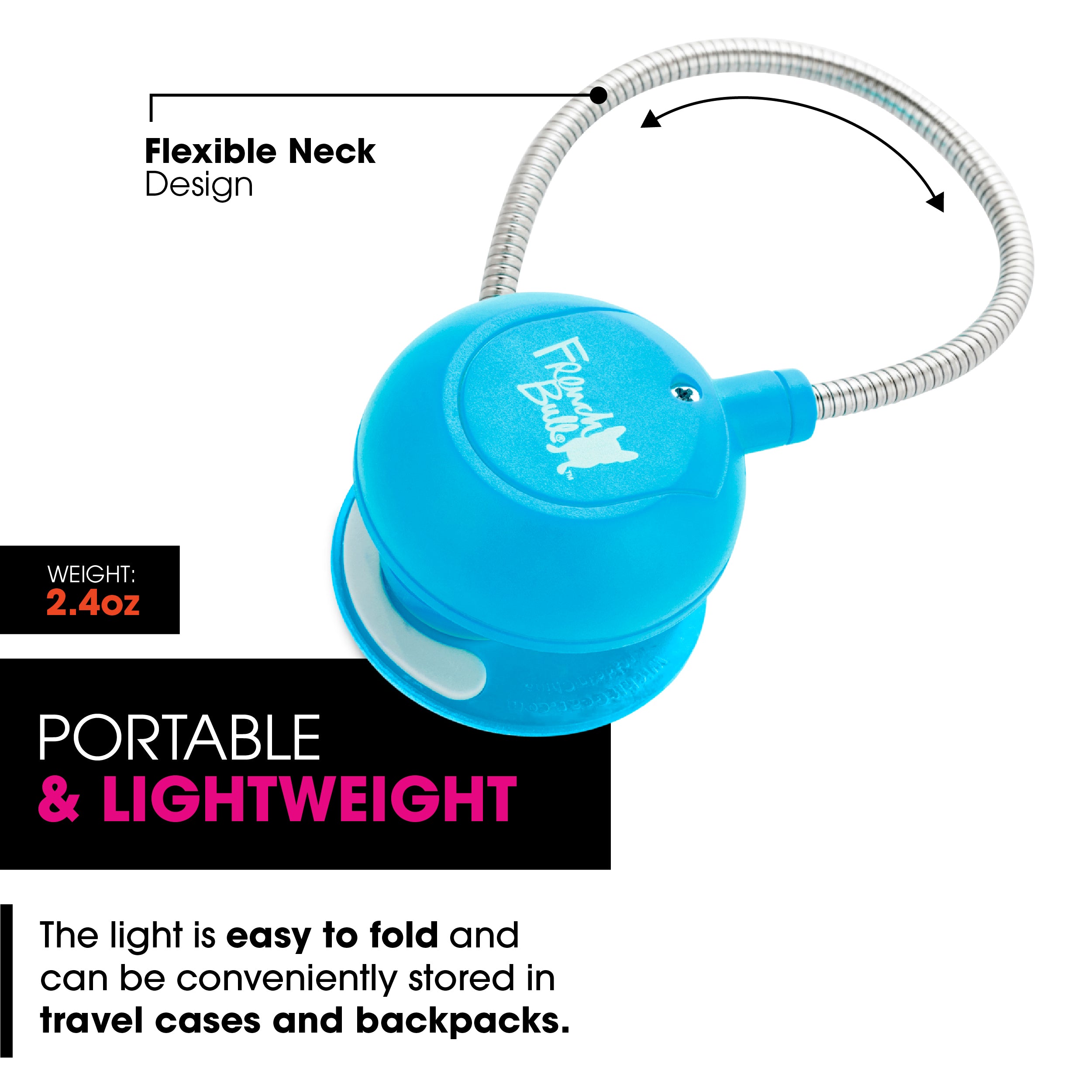 French Bull LED Disc Book Light - Adjustable Clip-On Reading Light for Books, Kindle, and Nightstand - Perfect for Bedtime Reading, Studying, and Travel