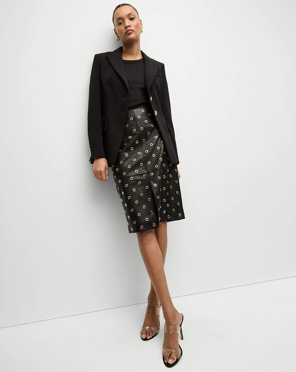 Anderson Leather Grommet Skirt - Stylish Punk Rock Mini Skirt with Metal Eyelets | Perfect for Concerts, Night Out & Edgy Fashion Outfits