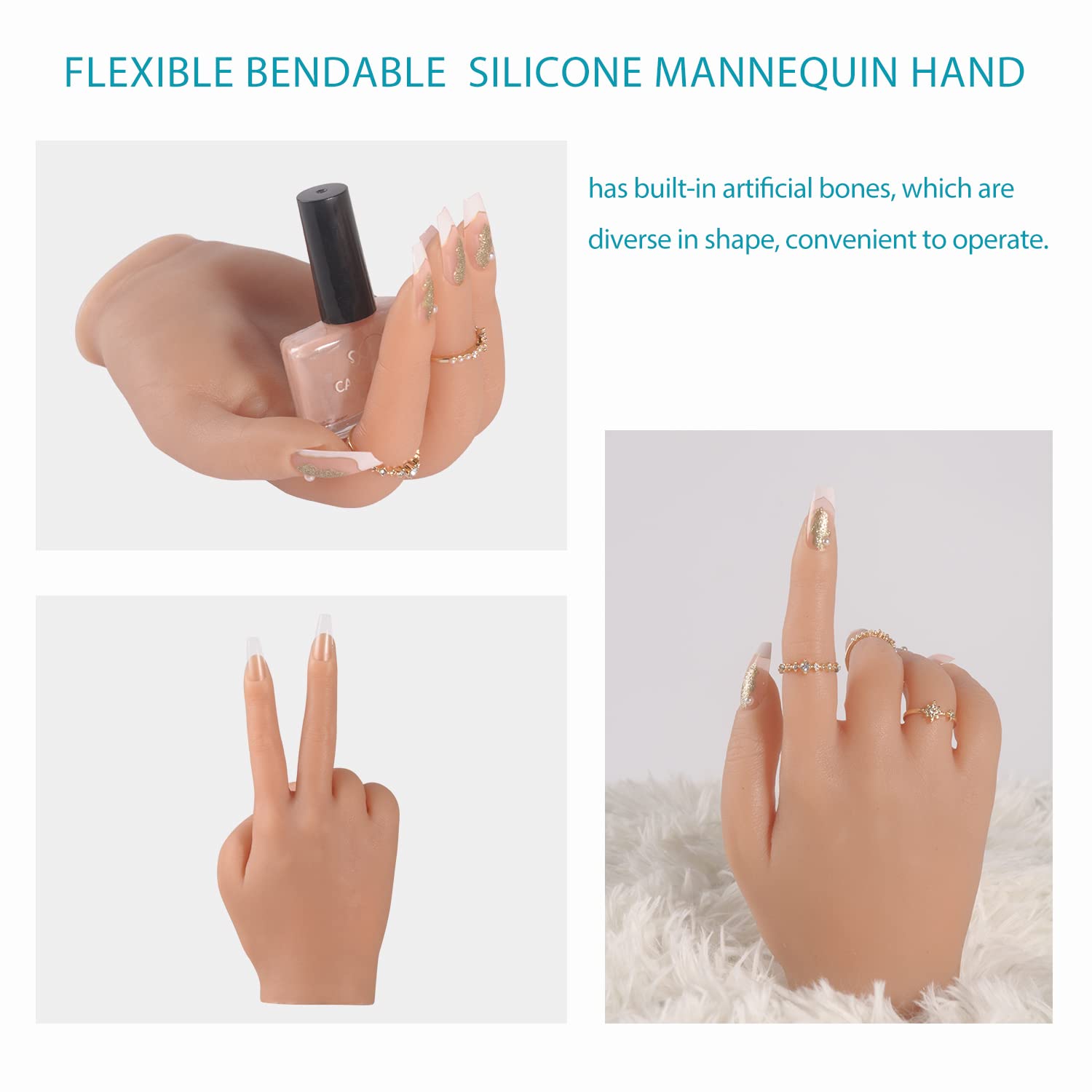 **Professional Acrylic Nail Practice Hand with 528pcs Nails – Realistic Flexible Mannequin Hand for Nail Art Training, DIY & Salon Practice – Bronze Right Hand – Perfect for Beginners & Professionals**    *(Ideal for home practice, salon training, nail art demonstrations, and perfecting acrylic, gel, or dip powder techniques.)*