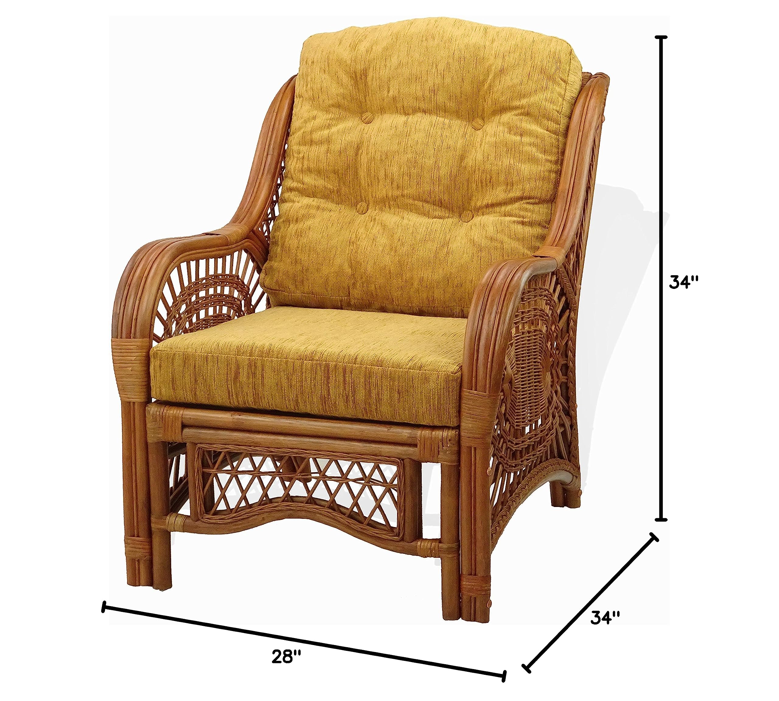 Lounge Malibu Armchair - Handmade Eco-Friendly Rattan Wicker Chair with Light Brown Cushion in Cognac Finish | Perfect for Patio, Living Room & Coastal Decor