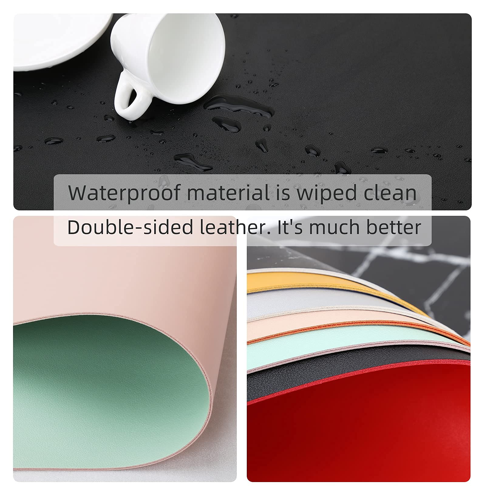KINGFOM PU Leather Desk Pad Protector - 35.4