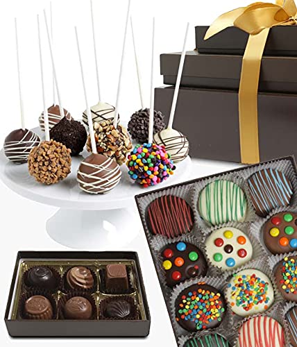 From You Flowers - Deluxe Chocolate Covered Birthday Gift Tower | Elegant Floral & Chocolate Arrangement for Birthdays, Anniversaries & Special Occasions