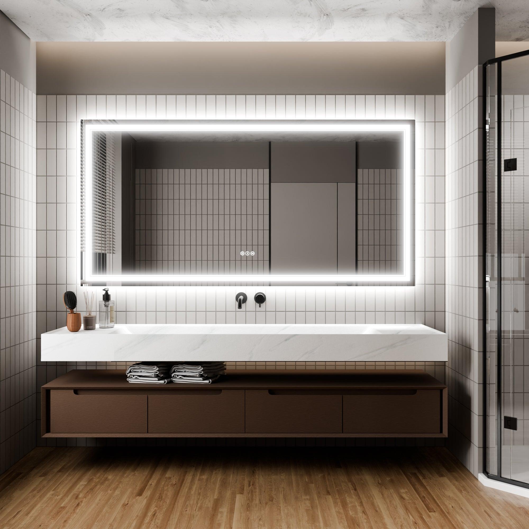 Anti-Fog LED Bathroom Mirror with Dimmable Backlit & Touch Switch - GlareGuard Illuminated Vanity Mirror for Makeup, Shaving & Home Decor