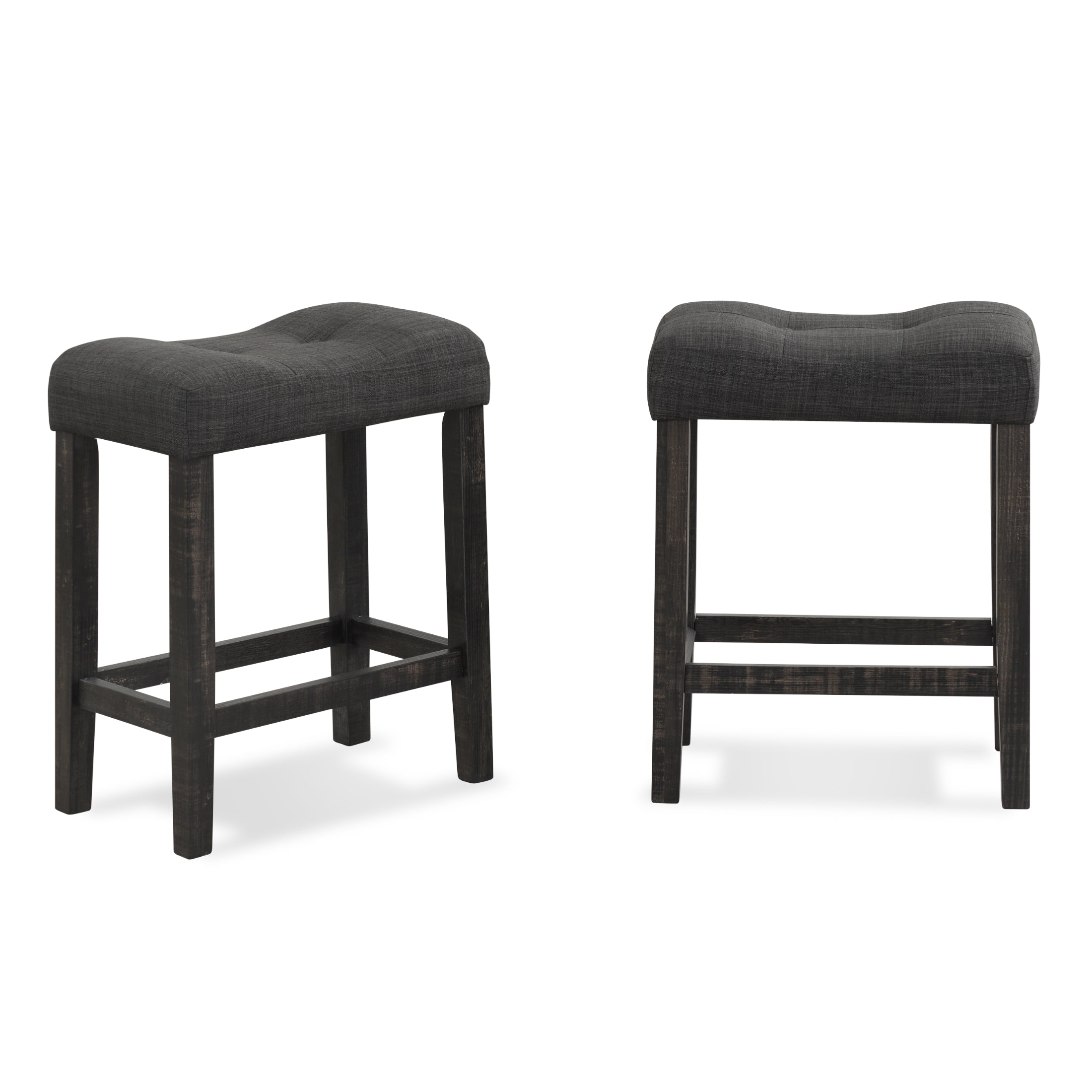 Roundhill Furniture Sora Button Tufted Counter Height Saddle Stool Set of 2, Gray - Perfect for Kitchen Islands, Breakfast Bars & Home Decor