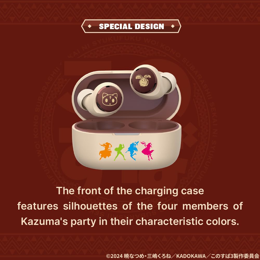 AVIOT KonoSuba Wireless Earbuds TE-D01v-KSB - Official Licensed Anime Earbuds with Noise Cancelling, Japanese Voice & Special Edition Design | Perfect for Anime Fans, Gaming & Commuting