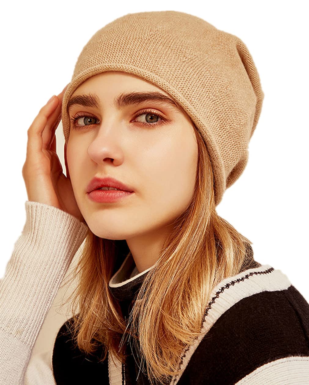 Women's Soft Cashmere Slouchy Beanie Hat - Winter Warm Knitted Wool Skull Cap for Ladies - Perfect for Christmas Gifts, Hip-Hop Fashion & Cold Weather Outfits