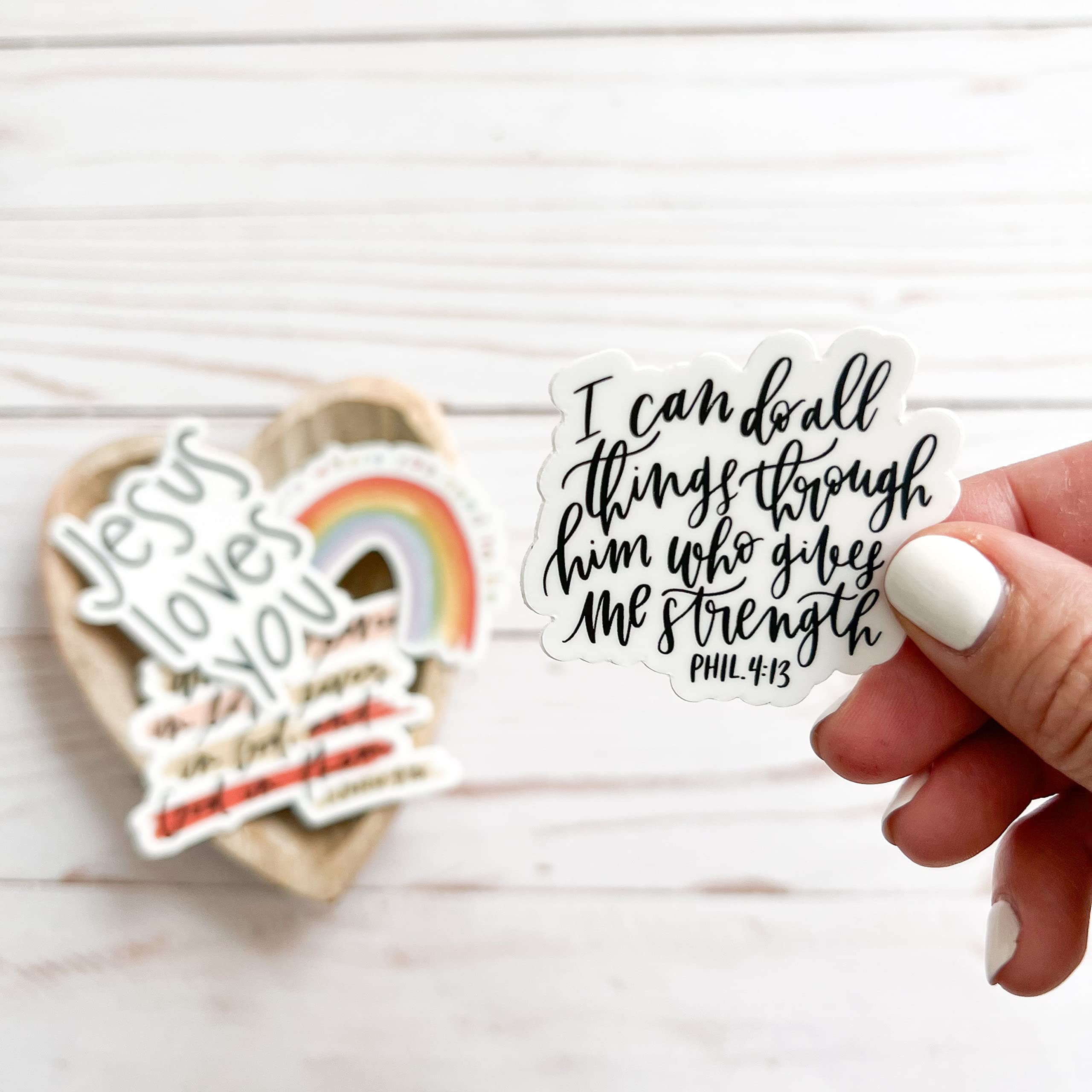 Philippians 4:13 Christian Bible Verse Sticker - Waterproof Vinyl Decal for Laptop, Hydro Flask, Bible, Journal - Inspirational Religious Faith Stickers for Prayer & Strength - Perfect for Daily Devotion, Church Gifts & Spiritual Encouragement