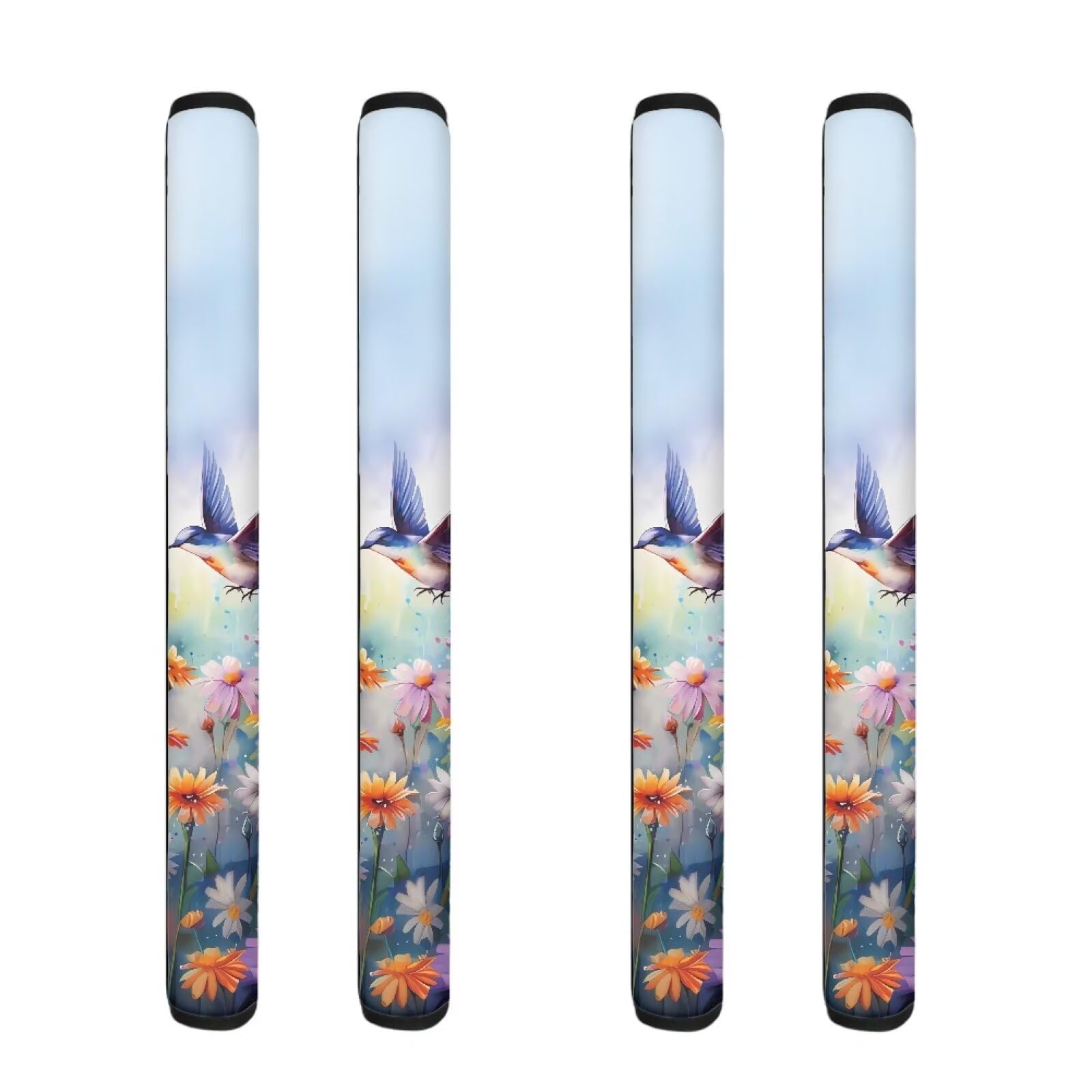 4-Pack Refrigerator Handle Covers - Washable Non-Slip Grip Protectors for Fridge, Oven & Dishwasher - Anti-Fingerprint, Oil & Stain Resistant - Hummingbird Daisy Blue Design - Perfect for Kitchen Safety & Decoration (Home, Restaurant, Office Use)