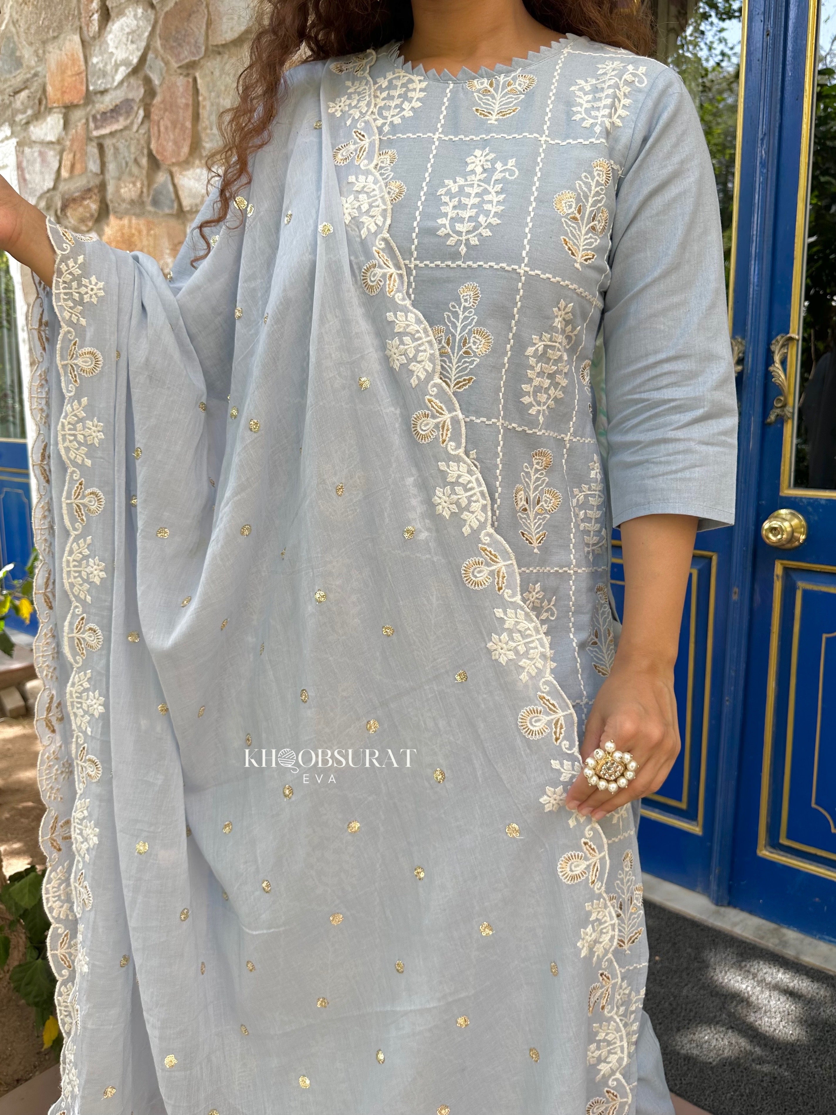 Elegant Blue Embroidered Kurta Suit Set for Women - Traditional Indian Ethnic Wear for Festivals, Weddings & Parties
