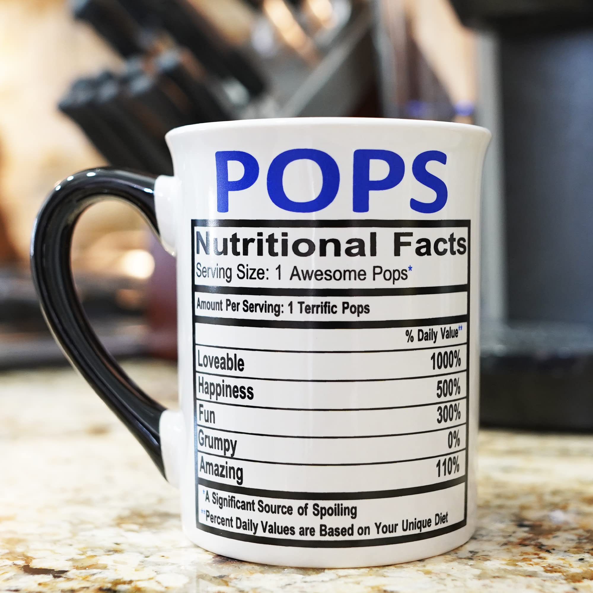 16oz Papa Pops Ceramic Coffee Mug - Unique Gift for Men, Dad & Grandpa - Funny Coffee Cup for Home & Office Use - Perfect Christmas Gift & Coffee Table Decor for Father's Day, Birthday & Retirement