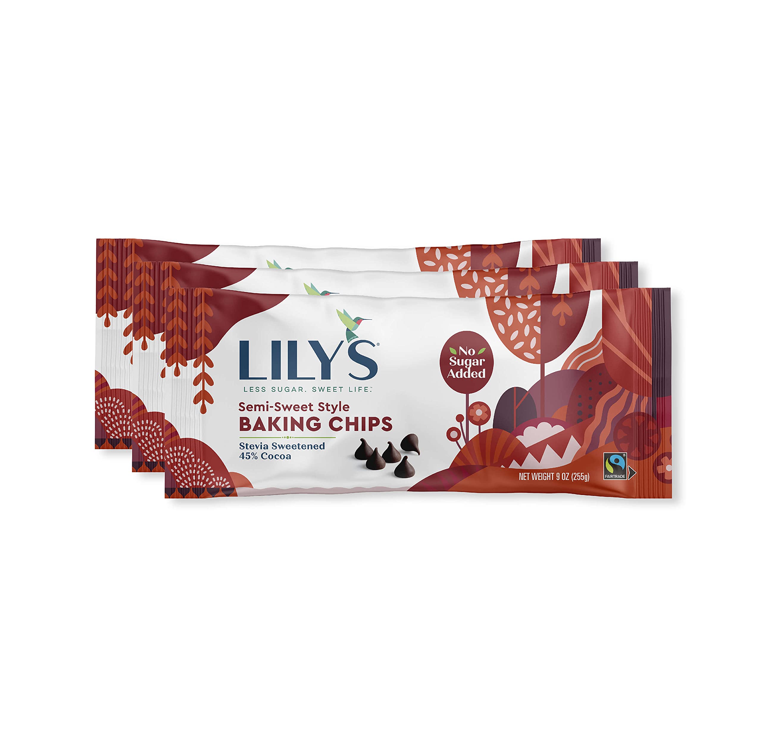 Lily's Sweets Semi-Sweet Baking Chocolate Chips | Stevia Sweetened, No Sugar Added, Low Carb, Keto Friendly | 9oz (Pack of 12) | Perfect for Cookies, Muffins & Keto Desserts