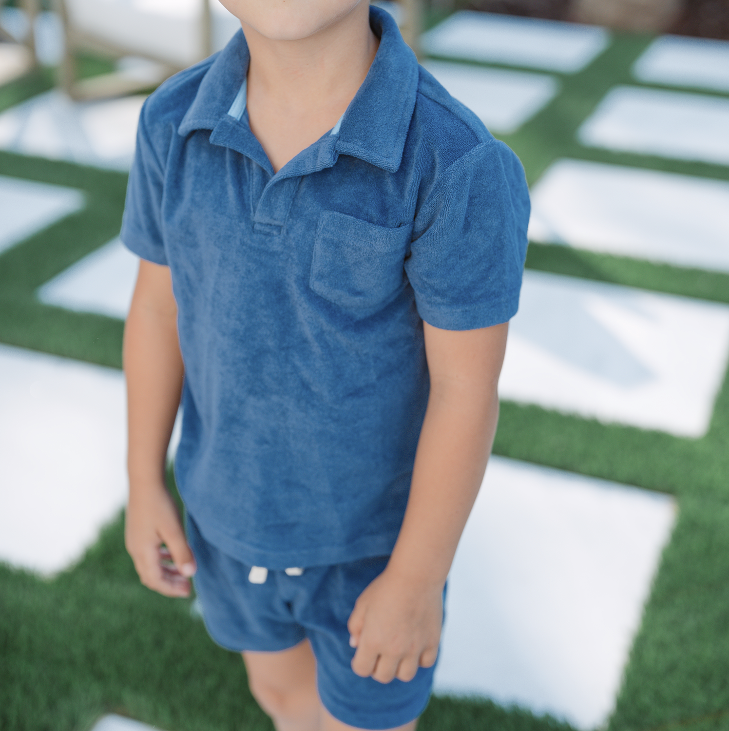 Boys Newport Navy French Terry Polo Shirt - Soft & Comfortable Cotton Blend for Casual Wear, School & Playdates