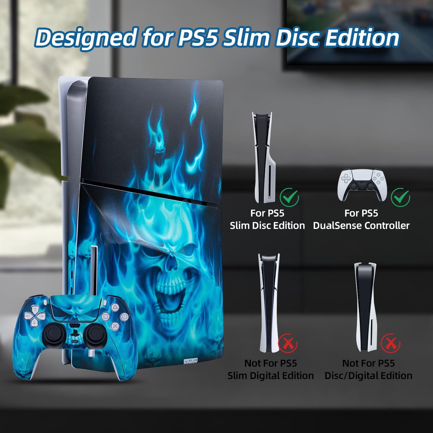 McBazel Vinyl Skin Sticker for PS5 Slim Disc Edition - Custom Decal Wrap, Protective Cover (Not Compatible with PS5/PS5 Pro) | Gaming Console Decoration & Personalization Accessory