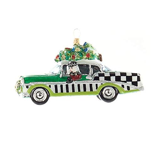 MacKenzie-Childs Handmade Glass Christmas Ornament - Vintage Chevy Car Design for Holiday Tree Decor & Gift Giving
