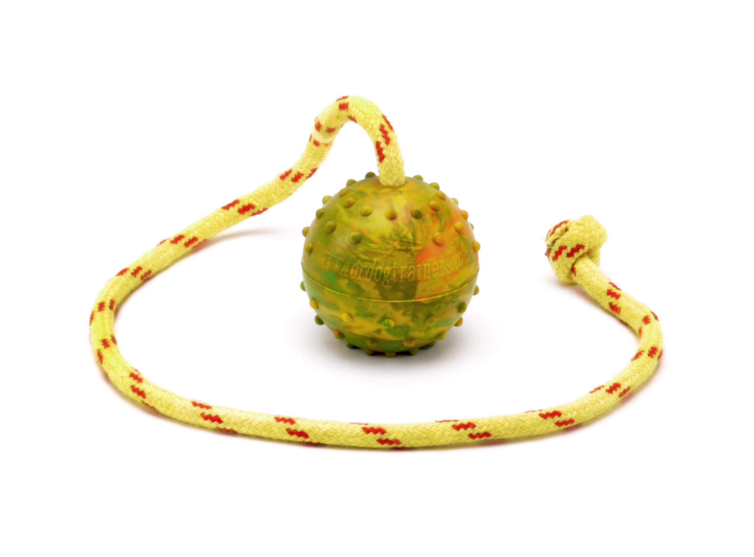 Durable Natural Rubber Rope Ball Dog Toy for Puppy Training, Teeth Cleaning & Fetch Play - Perfect for Schutzhund Sport, Tug-of-War Games & Outdoor Activities