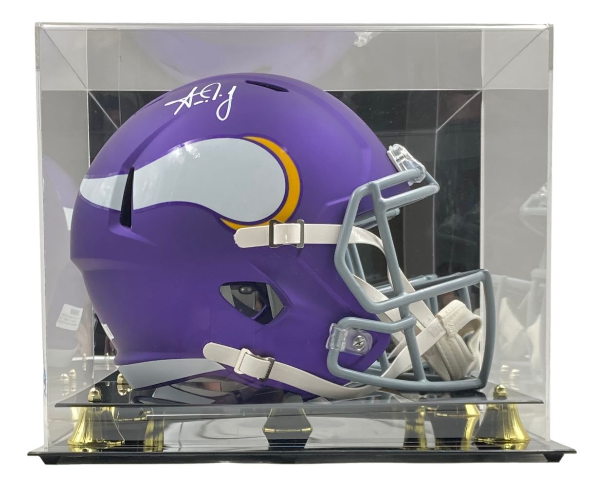 Aaron Jones Autographed Minnesota Vikings Full Size Replica Speed Helmet with Display Case - Perfect for NFL Fans, Collectors & Game Room Decor