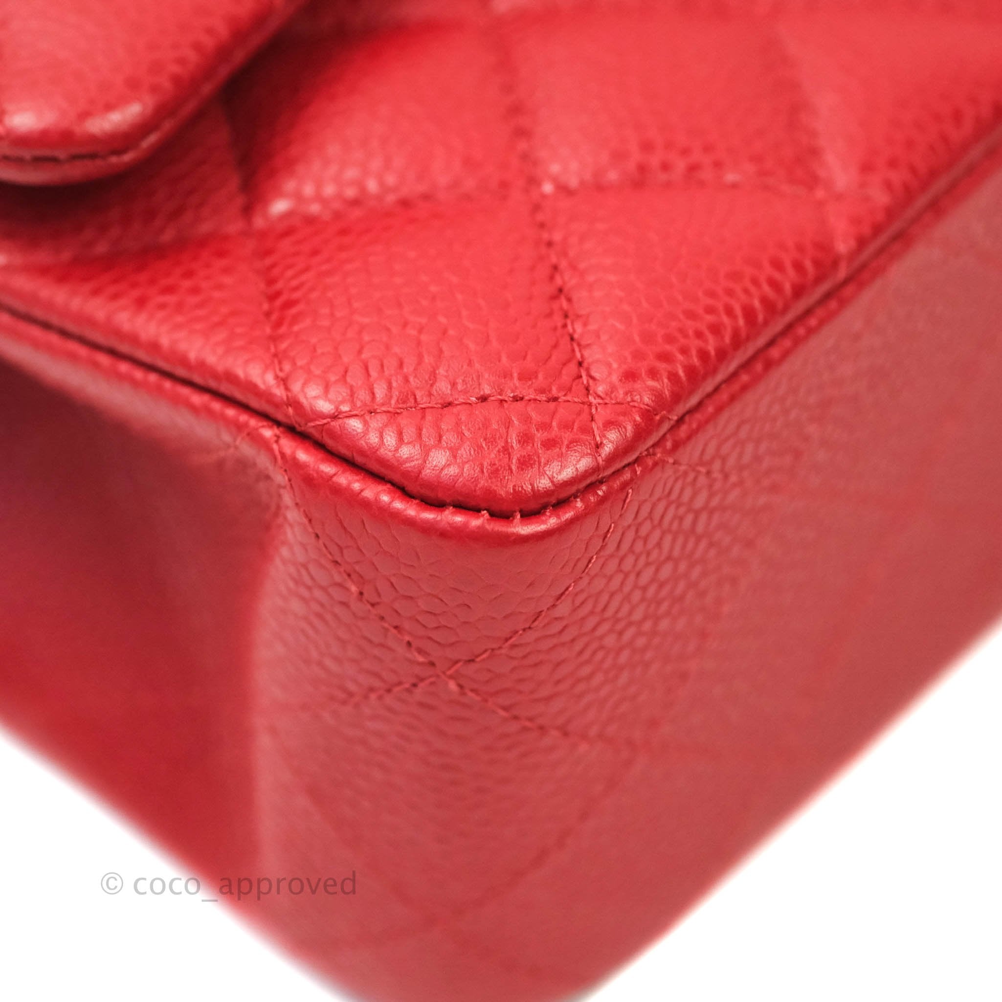 Chanel Classic Medium Double Flap Bag in Red Caviar Leather with Silver Hardware - Luxury Designer Handbag for Women, Perfect for Parties, Work & Everyday Use