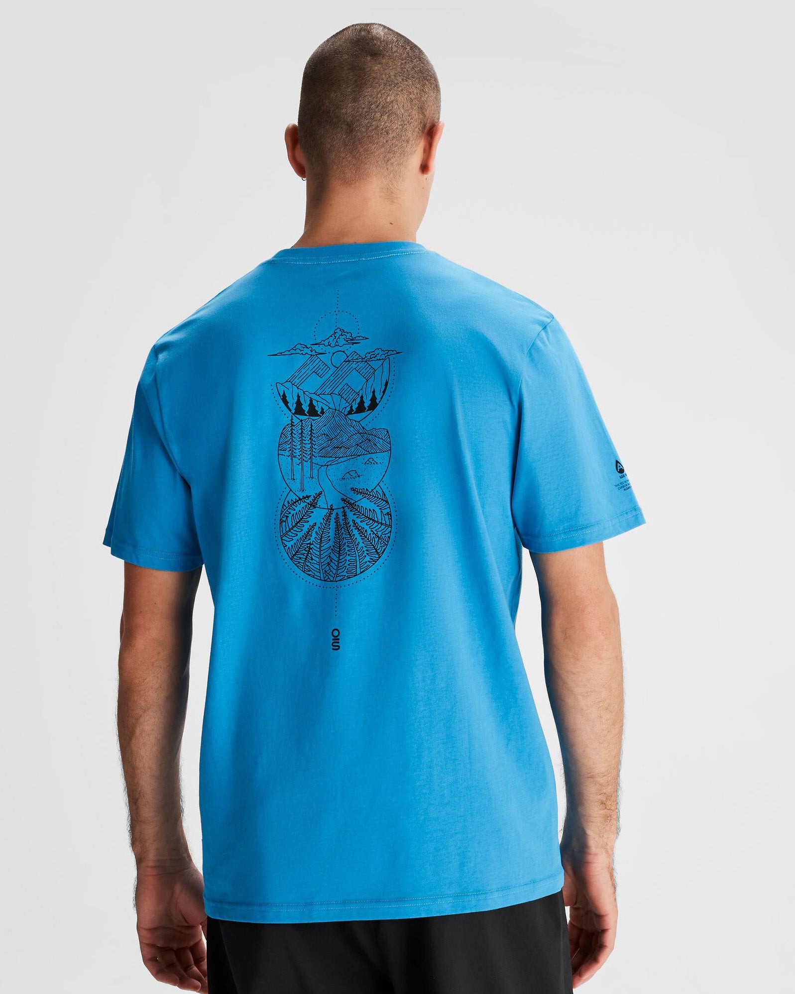 Organic Cotton Men's T-Shirt by O.Smither Lines - Soft Sea Blue Crewneck Tee for Casual Wear & Everyday Comfort