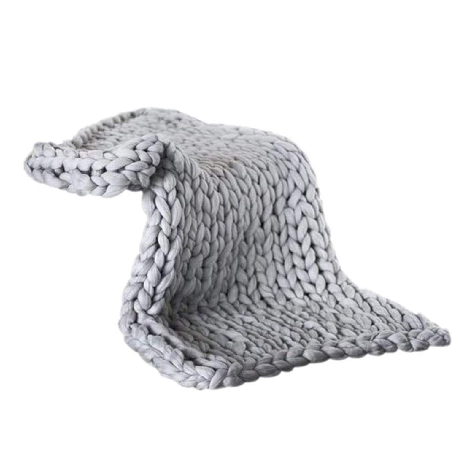 Chunky Knit Throw Blanket - Soft & Cozy Hand-Knit Blanket for Sofa, Bed, Couch - 100x120cm Gray Modern Air Conditioning Blanket - Perfect for Home Decor, Living Room, Winter Warmth & Gift Giving