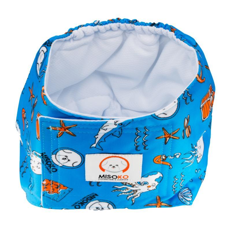 Misoko Reusable Dog Diapers for Male Dogs - Washable & Leak Proof - 3 Pack (Voyage) - Perfect for Travel, House Training & Senior Dogs