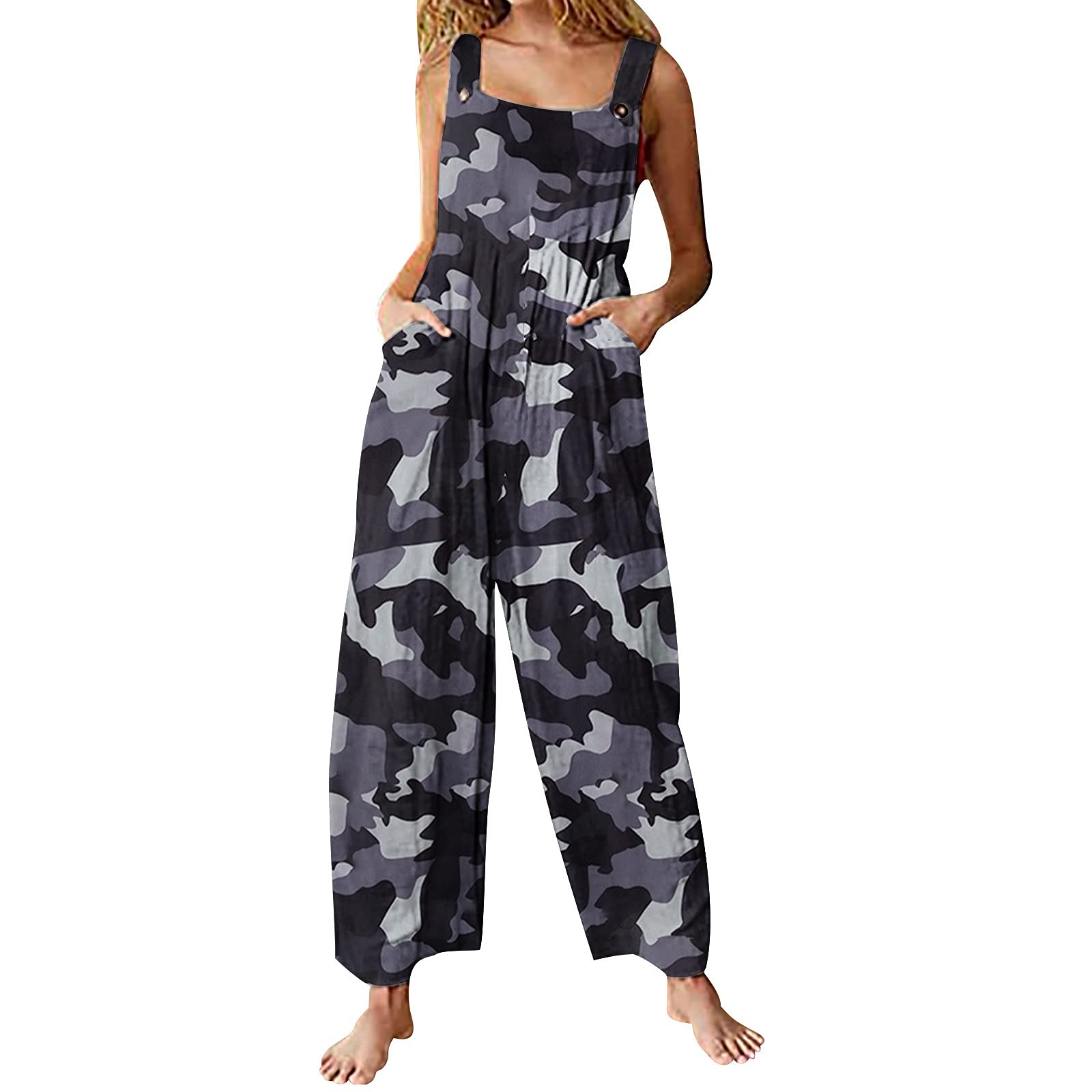 Menglo Women's Loose Jumpsuit with Pockets - Casual & Work Wear