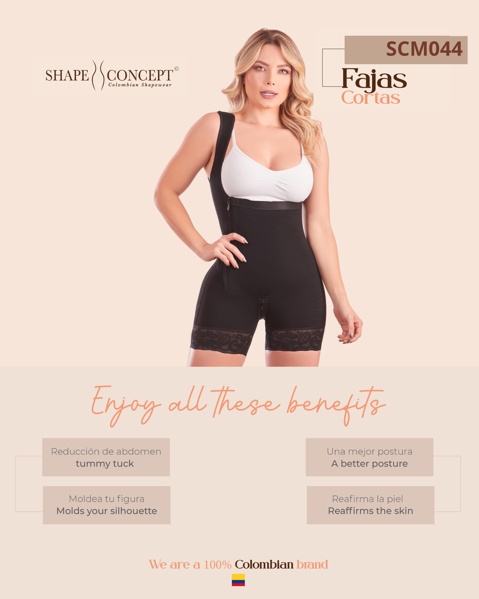 Shape Concept 344y079 Colombian Shapewear - Post-Surgery Compression Garment for Tummy Tuck, Waist Trainer & Body Shaper - Perfect for Recovery After Liposuction, C-Section or Weight Loss