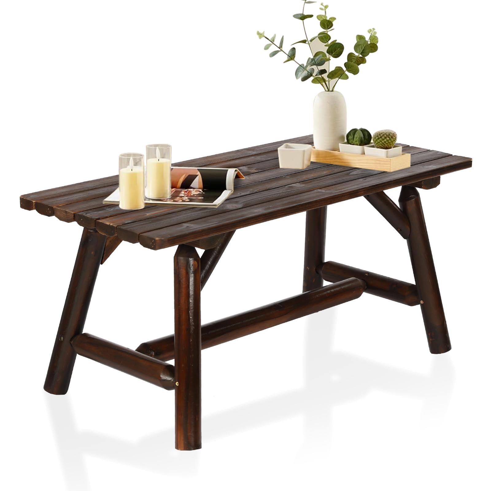 Premium Cedar Wood Adirondack Log Side Table - 41.5