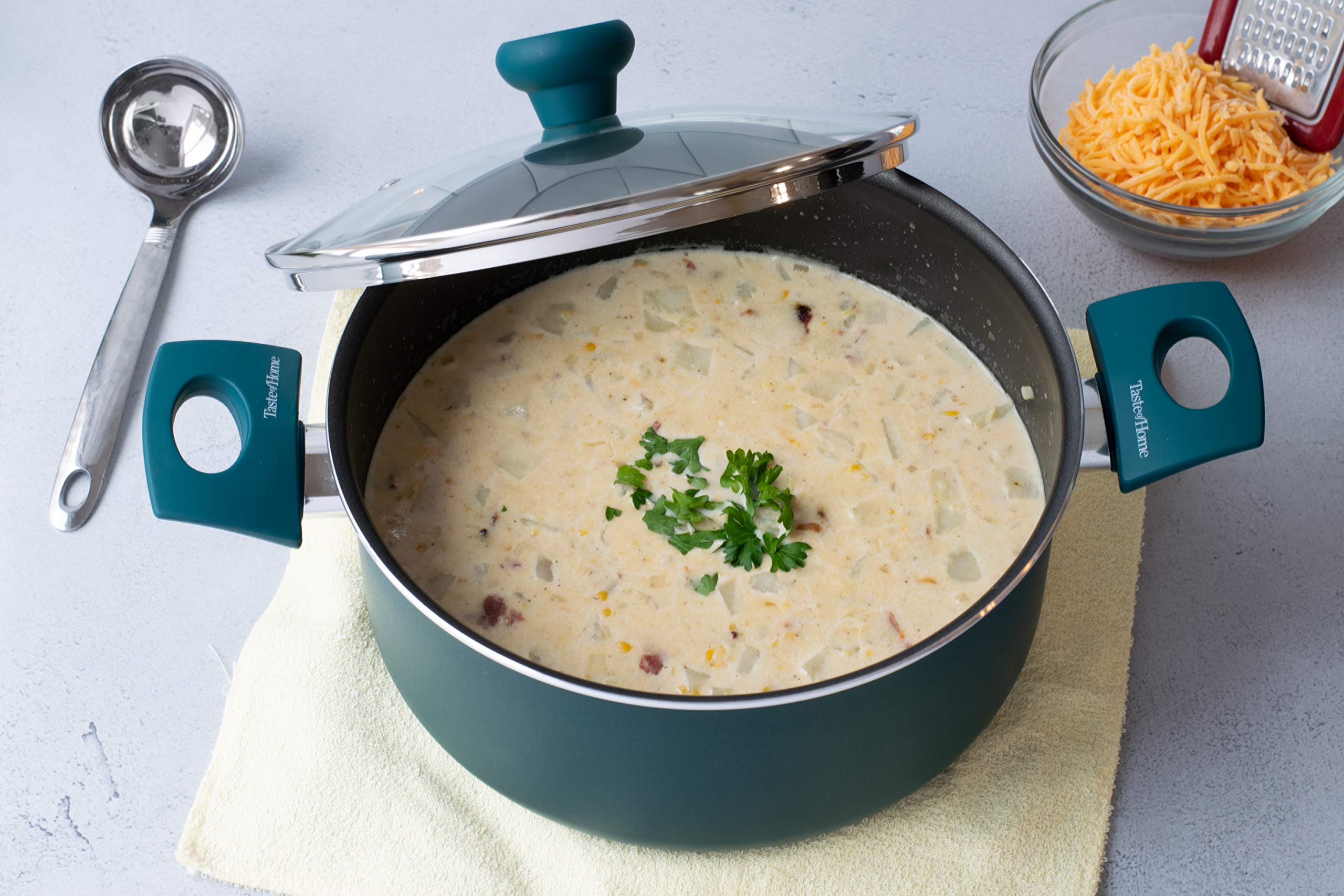 Taste of Home® 5-Quart Non-Stick Aluminum Dutch Oven with Lid - Perfect for Slow Cooking, Braising & Baking - Ideal for Soups, Stews & Casseroles