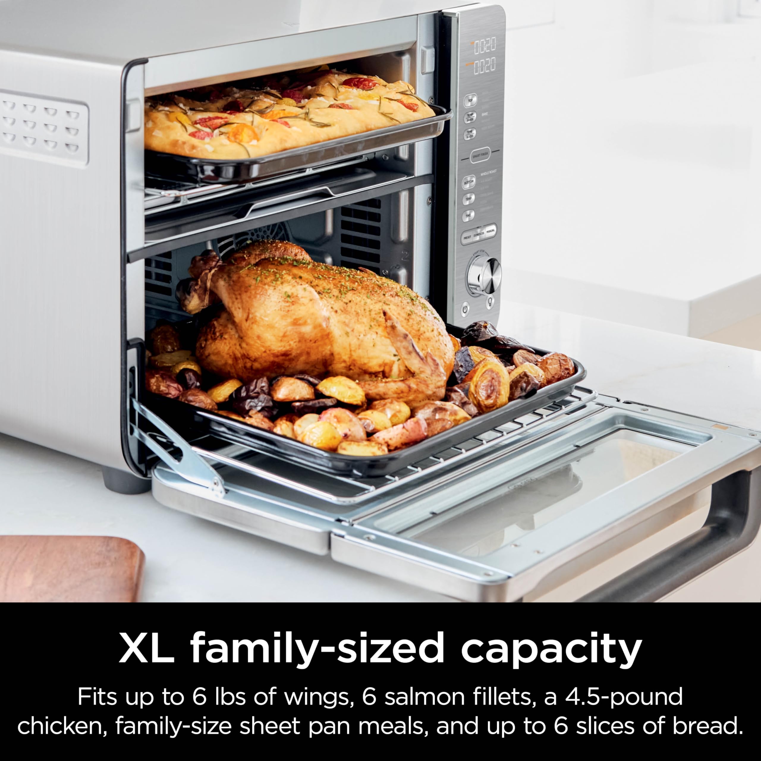 Ninja DCT651 XL Countertop Oven with Air Fryer - 12-in-1 Smart Toaster Oven, DualZone Technology, FlexDoor & FlavorSeal - Bake, Broil, Reheat, Toast - Perfect for Small Kitchens, Dorms & RV Cooking - Stainless Steel Pro Cook System