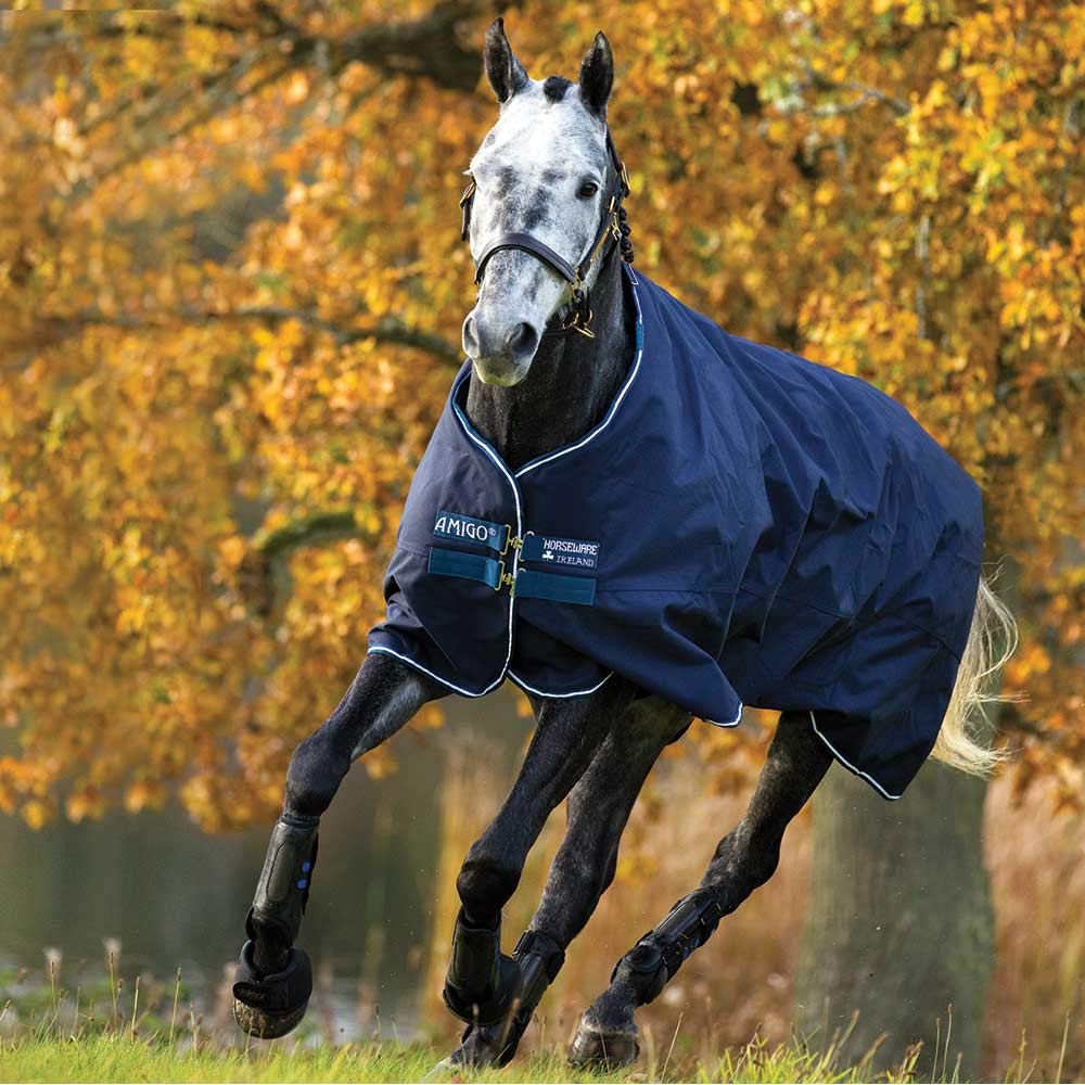 Amigo Bravo 12 Pony Turnout Medium Weight Horse Blanket - Navy/Red/Blue - 66