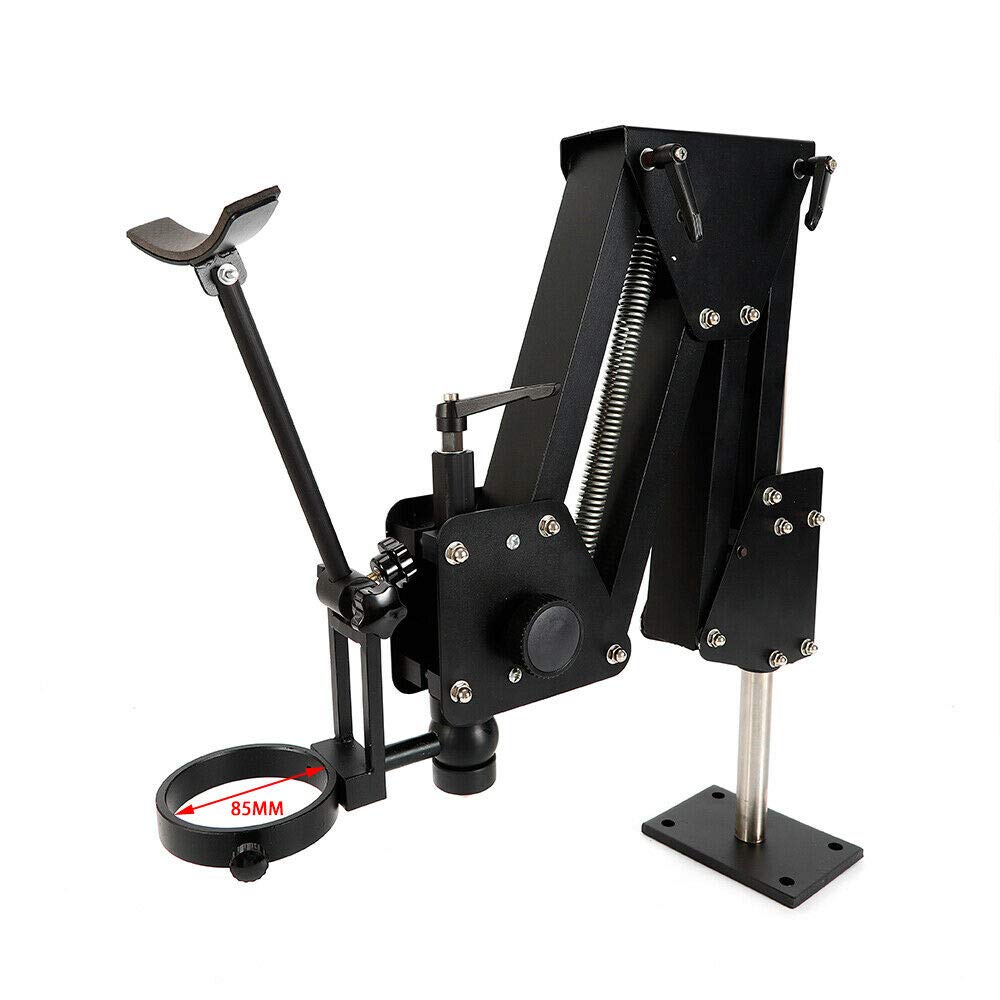85mm Black Aluminum Alloy Jewelry Microscope Stand - 360° Multi-Directional Adjustable Gemstone Inlaying Tool for Jewelers, Watch Repair & Hobbyists (Ideal for Ring Making, Engraving & Precision Work)