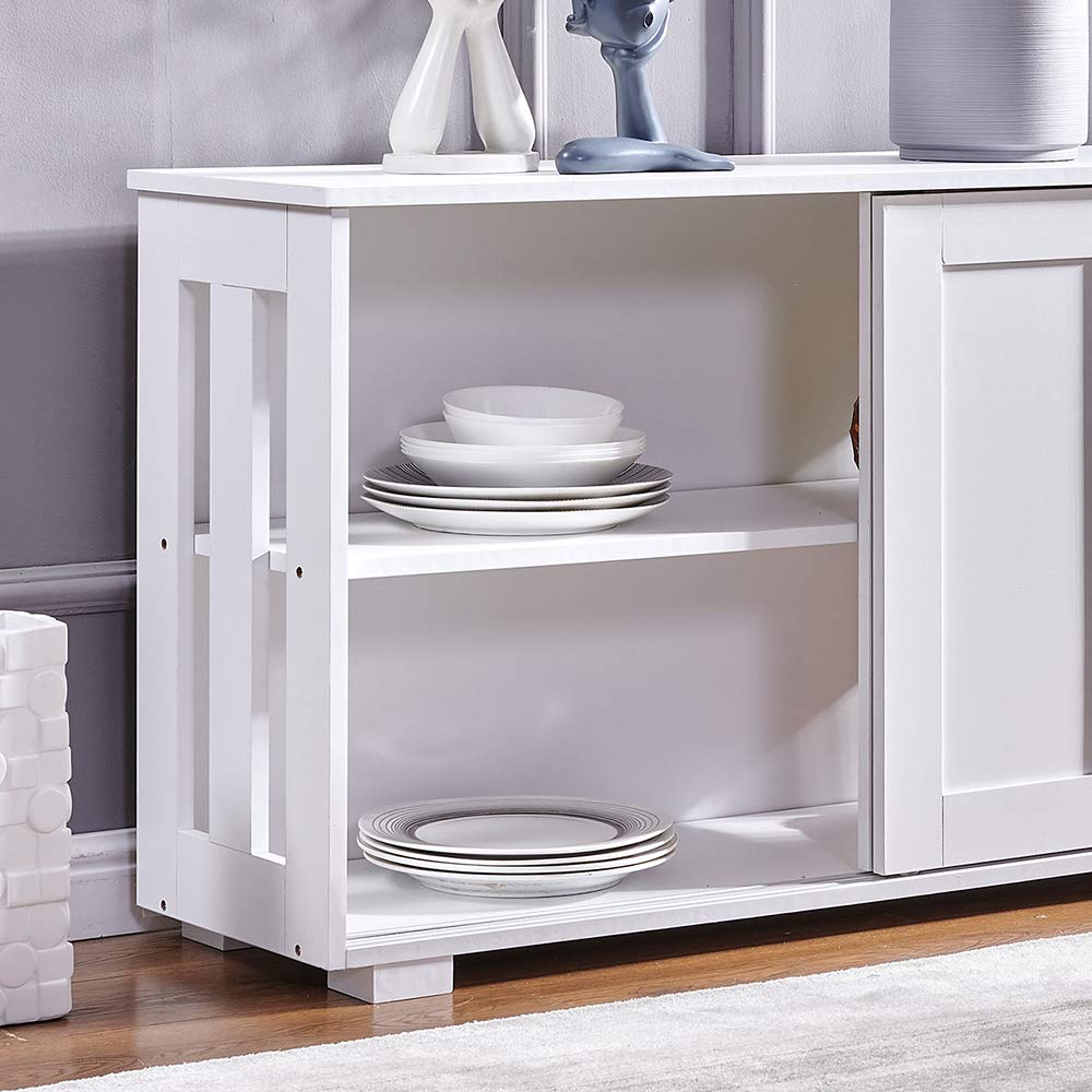 Modern Storage Cabinet Sideboard Buffet Table with Sliding Doors - Kitchen & Dining Room Furniture Organizer for Dishes, Linens & Home Decor