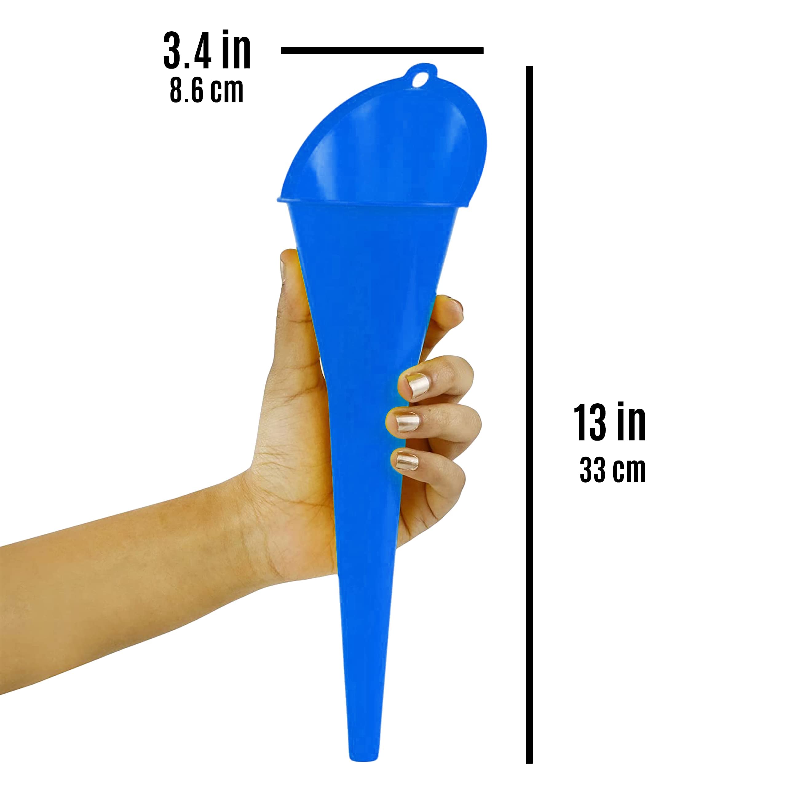 Premium Round Kitchen Funnel for Bottles, Jars & Containers - Heavy Duty Automotive Oil Funnel for Gas, Lubricants & Fluids - 12oz Oval Funnel (3-Pack, Blue) - Perfect for Cooking, Baking, DIY Projects & Car Maintenance