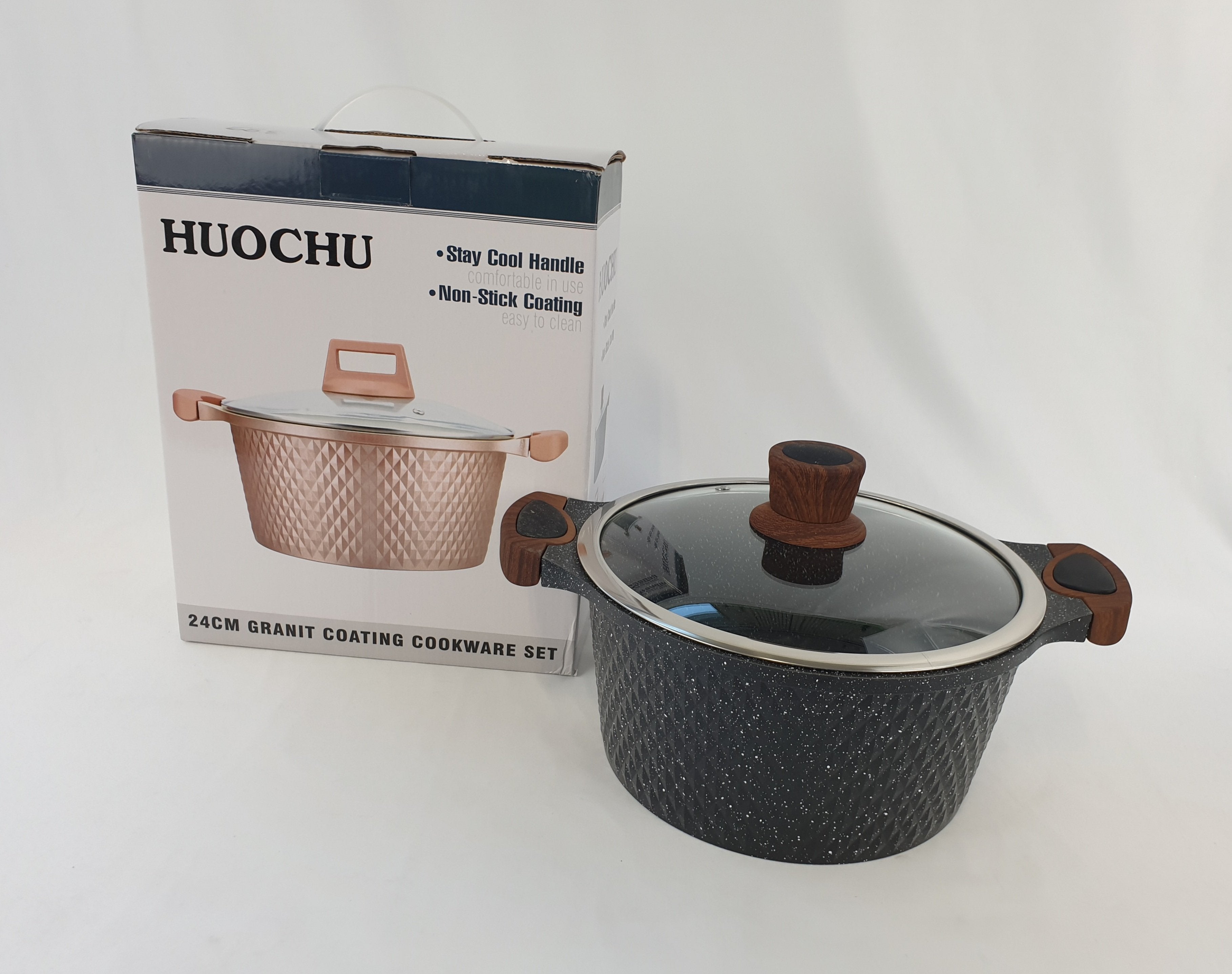 24CM Granite Pot - Durable Stone Cooking Pot for Stovetop & Oven Use - Perfect for Soups, Stews & Slow Cooking
