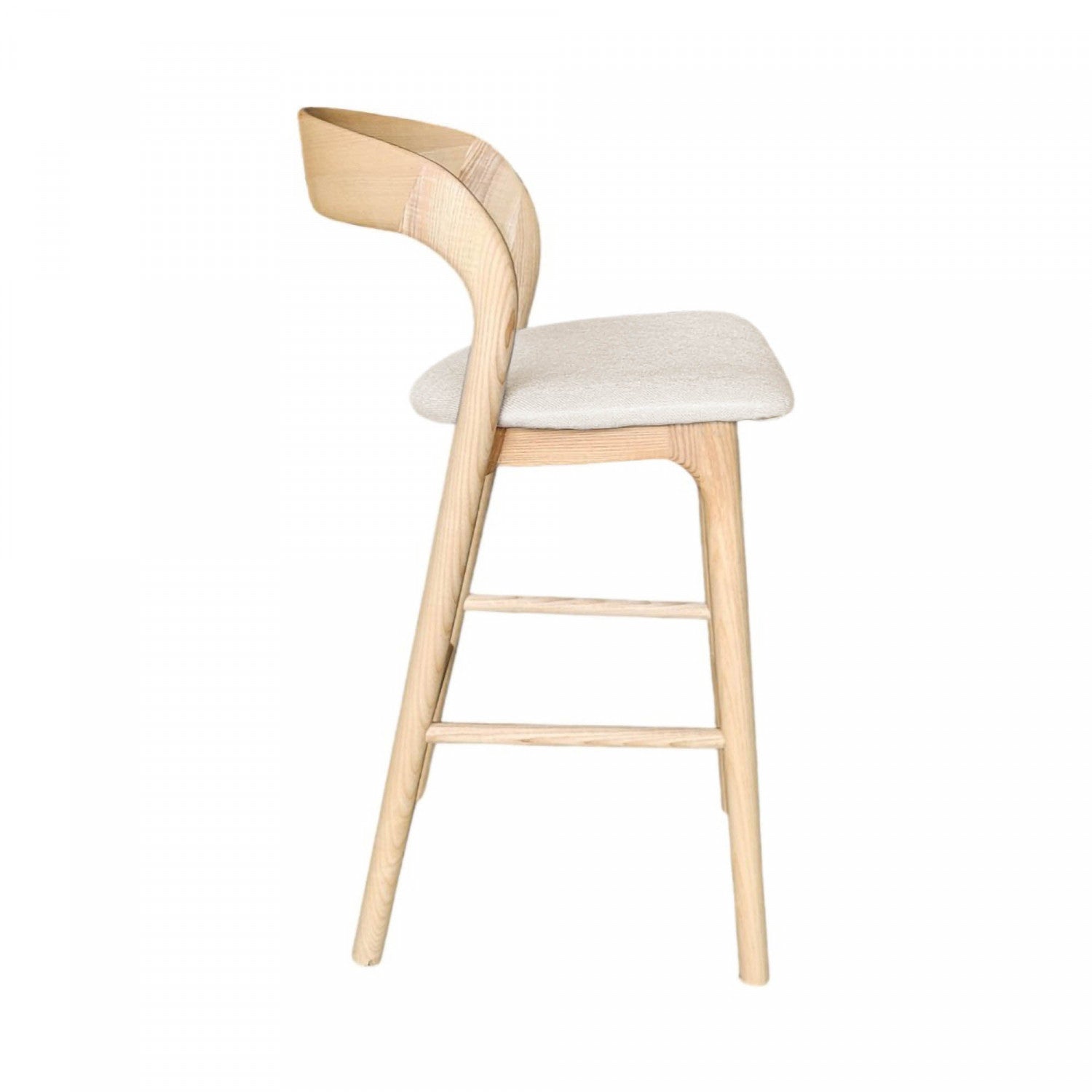 Brivonne Counter Stool with Natural Wood Frame - Modern Kitchen Bar Stool for Dining Room, Breakfast Nook & Home Decor