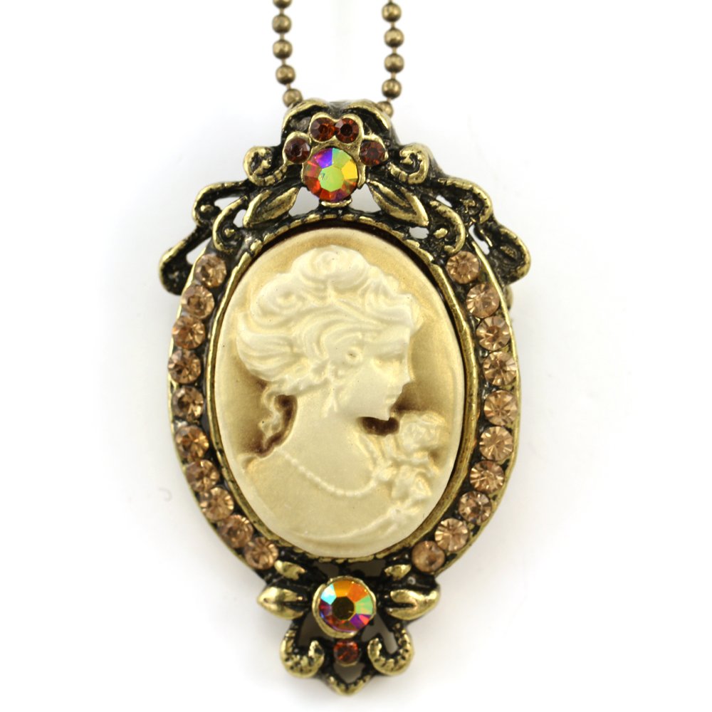Vintage Brown Cameo Pendant Necklace for Women - Elegant Fashion Jewelry Gift for Her - Perfect for Weddings, Parties & Special Occasions