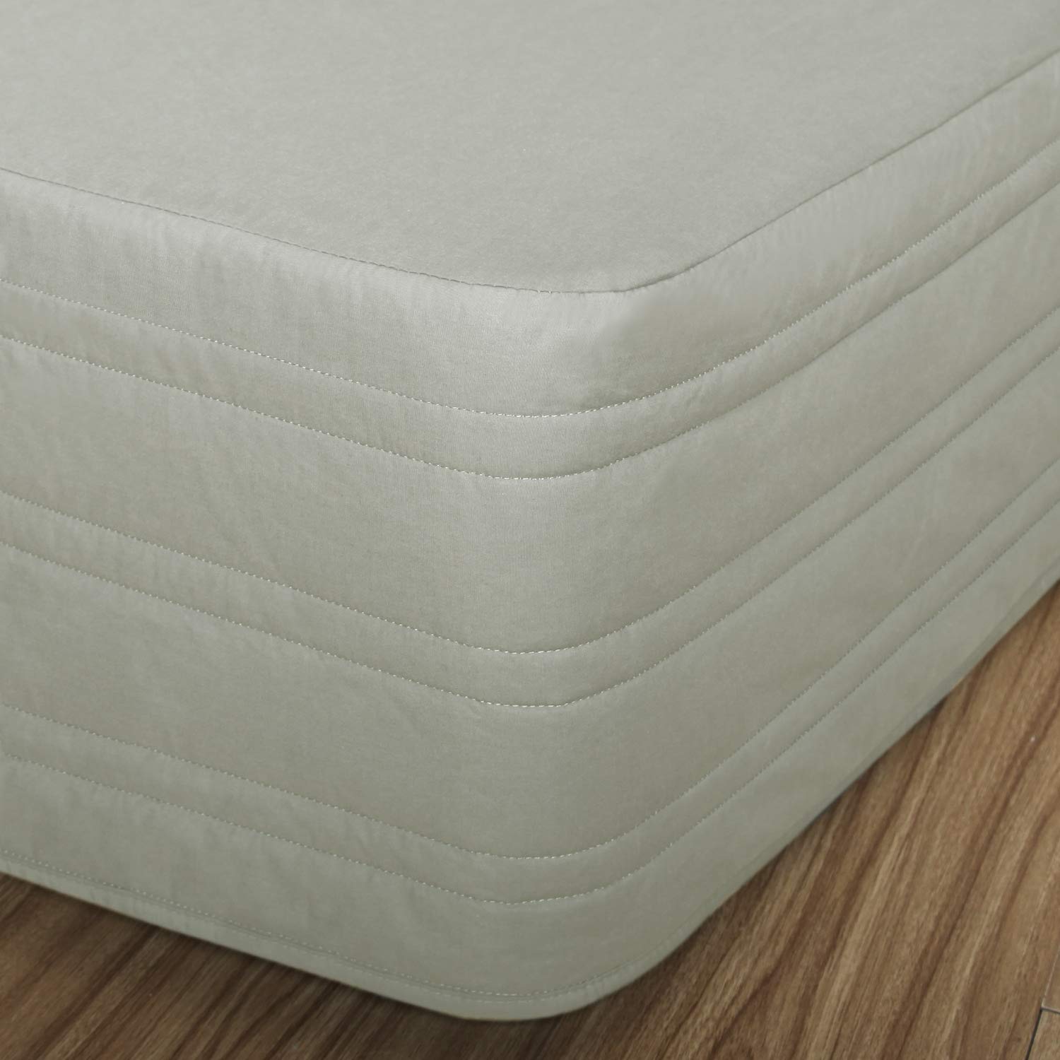 Marquess Tailored Bed Skirt - Blended Quilted Wrap Around Dust Ruffle with 14'' Drop, Wrinkle & Fade Resistant, Dust-Proof Bedroom Decor for Queen Size Beds (Linen) - Perfect for Master Bedrooms, Guest Rooms & Home Staging