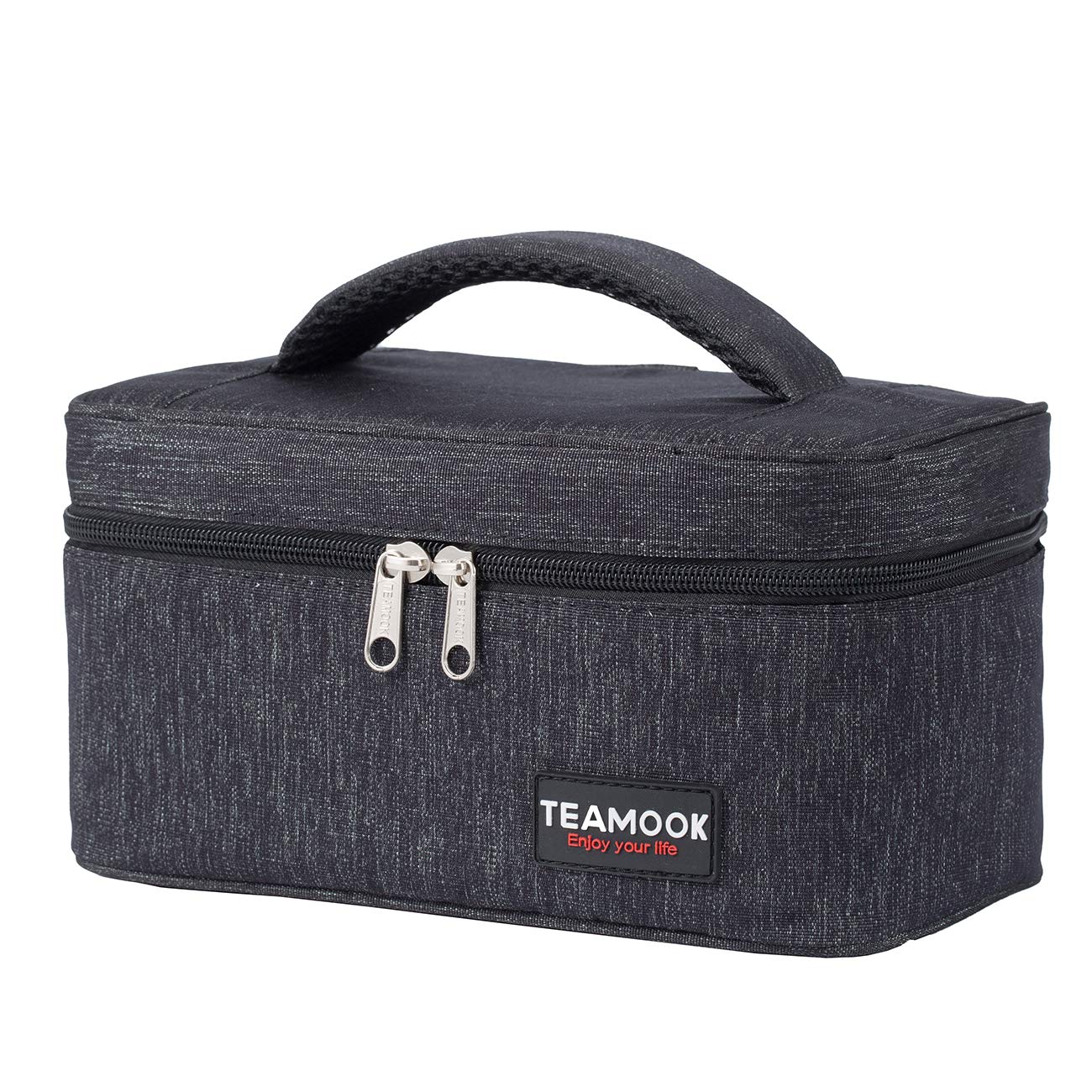 TEAMOOK Insulated Lunch Bag for Adults - Small Mini Lunch Box with Handle, Portable & Leak-Proof for Work, Office, School, Picnic, Travel - Black