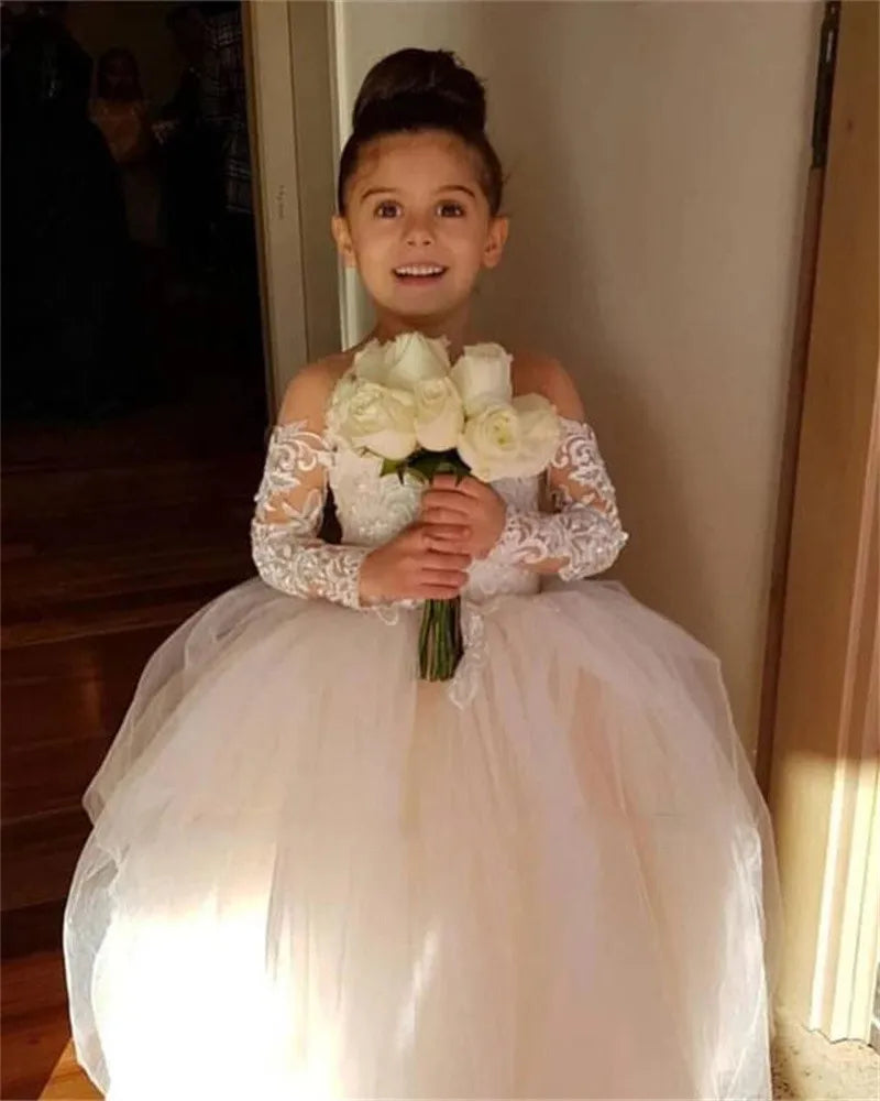 Elegant Ball Gown with Bow Back - Flower Girl Dress for Weddings, Parties & Special Occasions