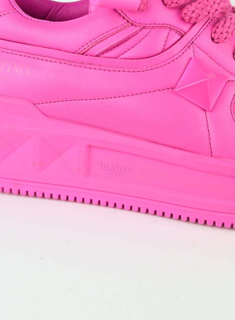 Valentino One Stud XL Fuchsia Sneakers - Women's Size 40 | Luxury Designer Fashion Shoes for Casual Wear & Street Style