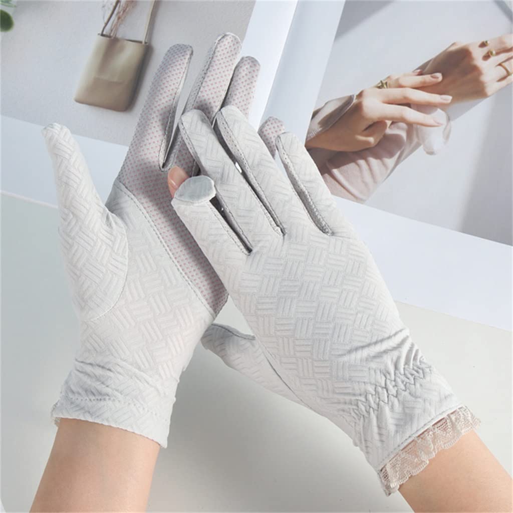 Women's Fingerless Gloves - Thin Summer Short Driving Gloves, Breathable Ice Silk Lace, Touch Screen Compatible (Color: Black, Size: 21.5 x 8cm) - Perfect for Driving, Cycling, and Outdoor Activities