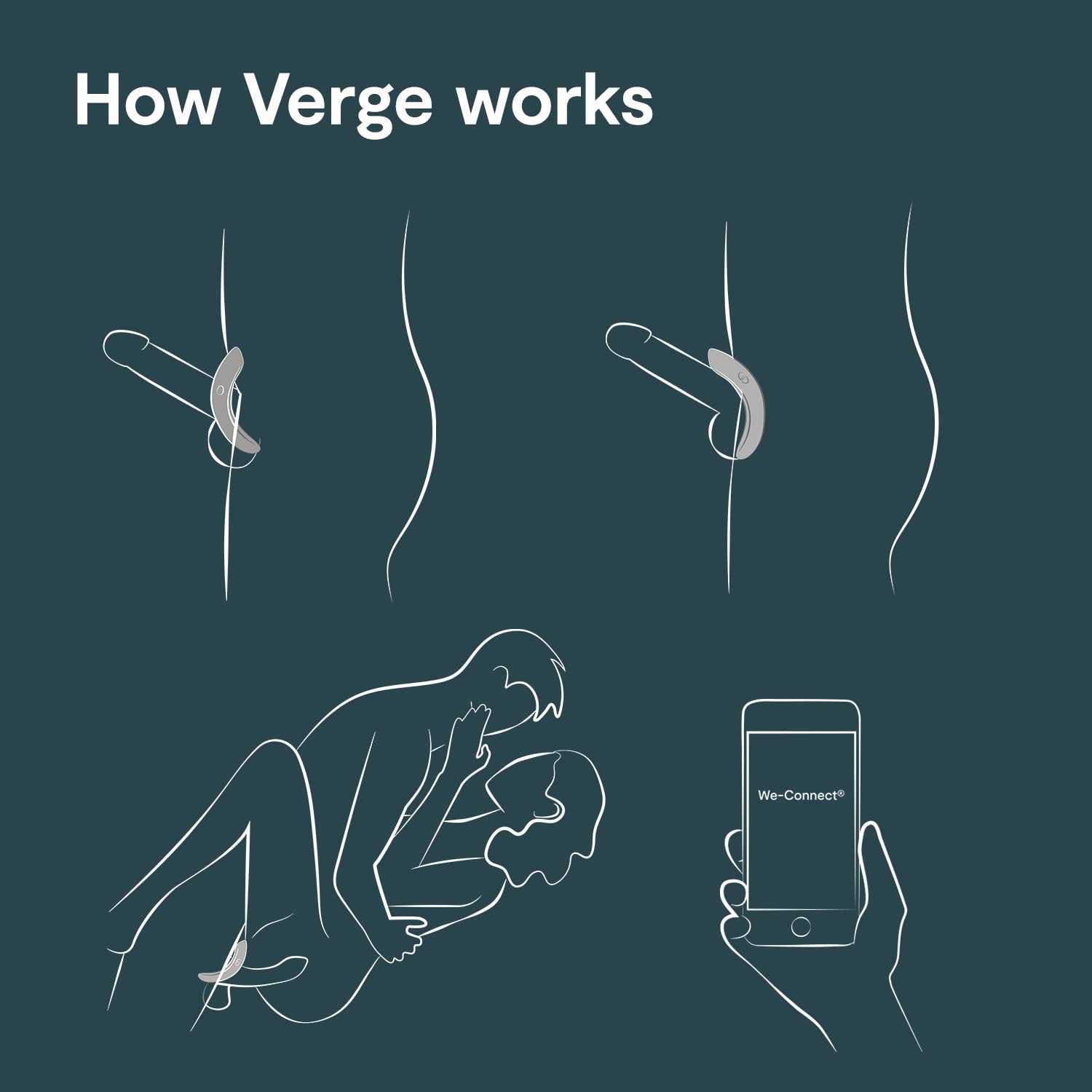 We-Vibe Verge Vibrating Cock Ring - App Controlled Male Vibrator with 10 Vibration Modes | Silicone Penis Ring for Men & Couples | Wearable Adult Toy for Enhanced Pleasure | Perfect for Couples Play & Solo Stimulation