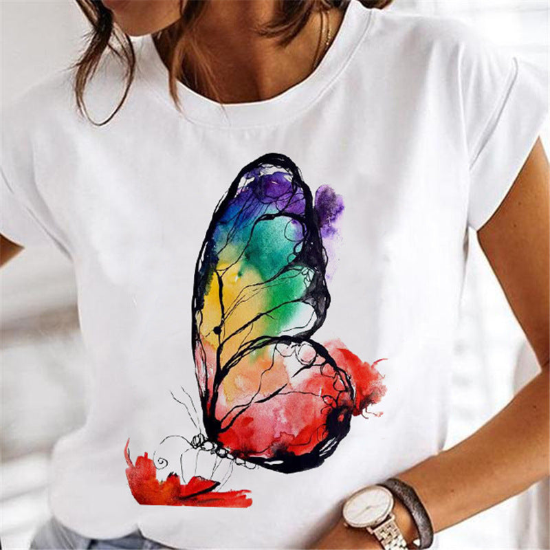 Women's Dandelion Print Cartoon T-Shirt - Fashion Casual Short Sleeve Tee for Women - Perfect for Summer Outfits, Streetwear & Graphic Tee Lovers