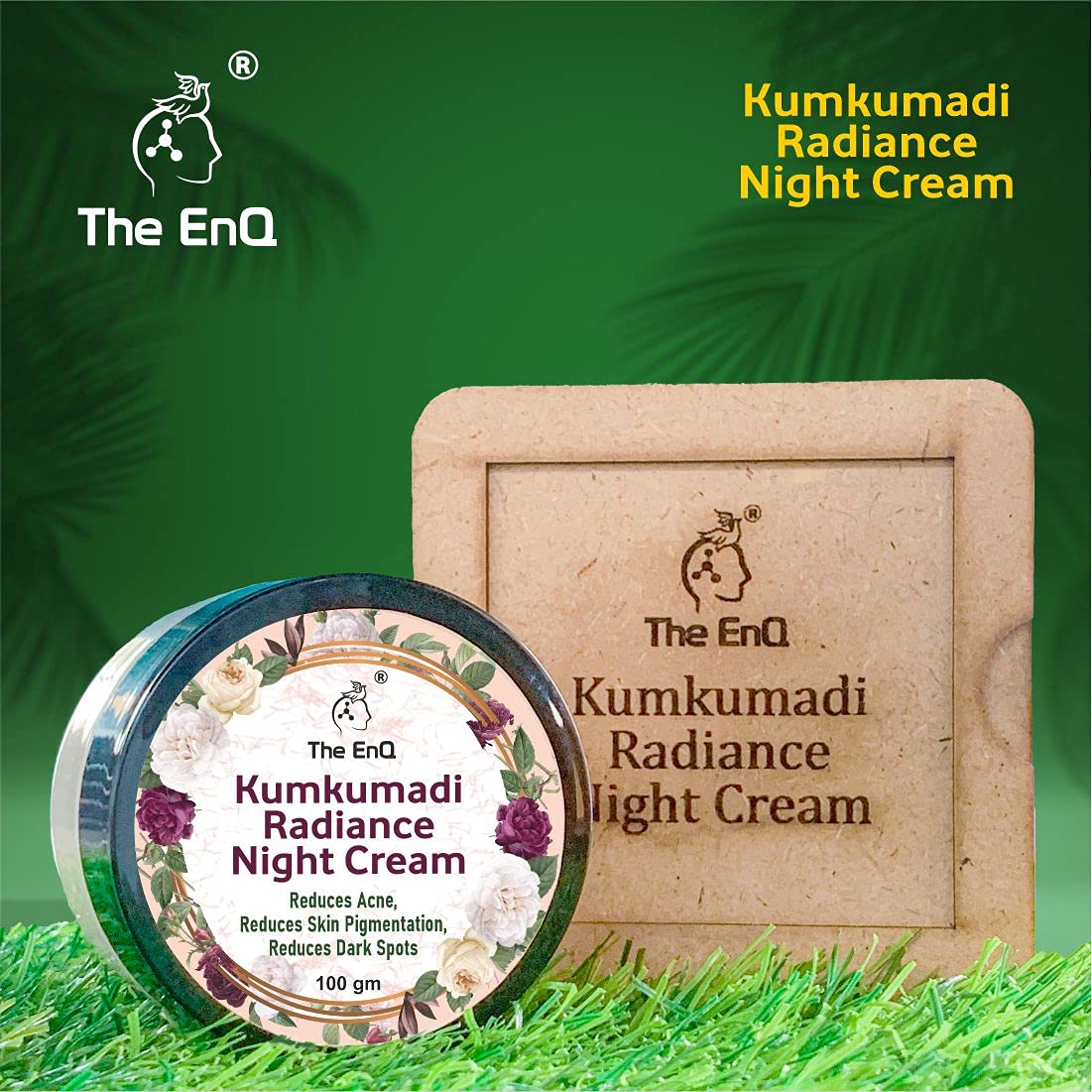 EnQ Kumkumadi Radiance Night Cream 100g - Anti-Acne, Brightening & Dark Spot Treatment for All Skin Types - Perfect for Nighttime Skincare Routine & Glowing Complexion